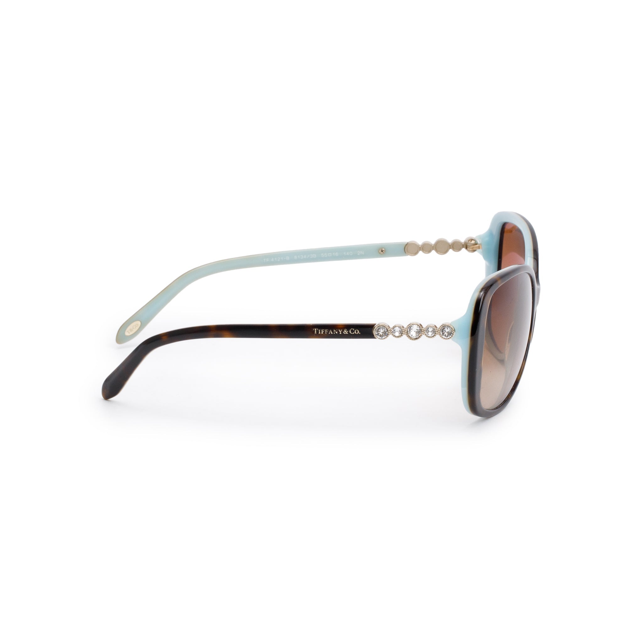 Tiffany & Co. TF 4121-B Havana & Tiffany Blue Acetate Crystal Jazz Gradient Sunglasses w/ Box & Case