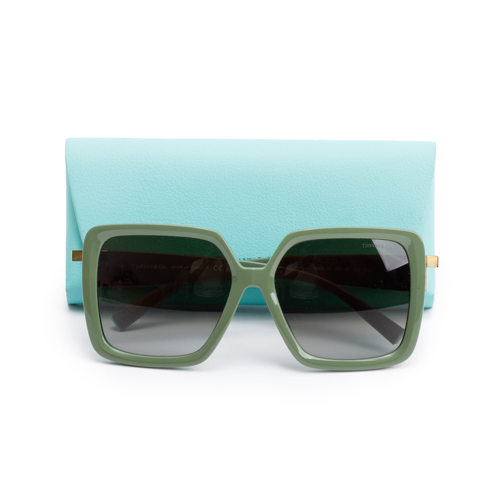 Tiffany & Co. TF 4206-U Green T Acetate Oversized Square Sunglasses w/ Case