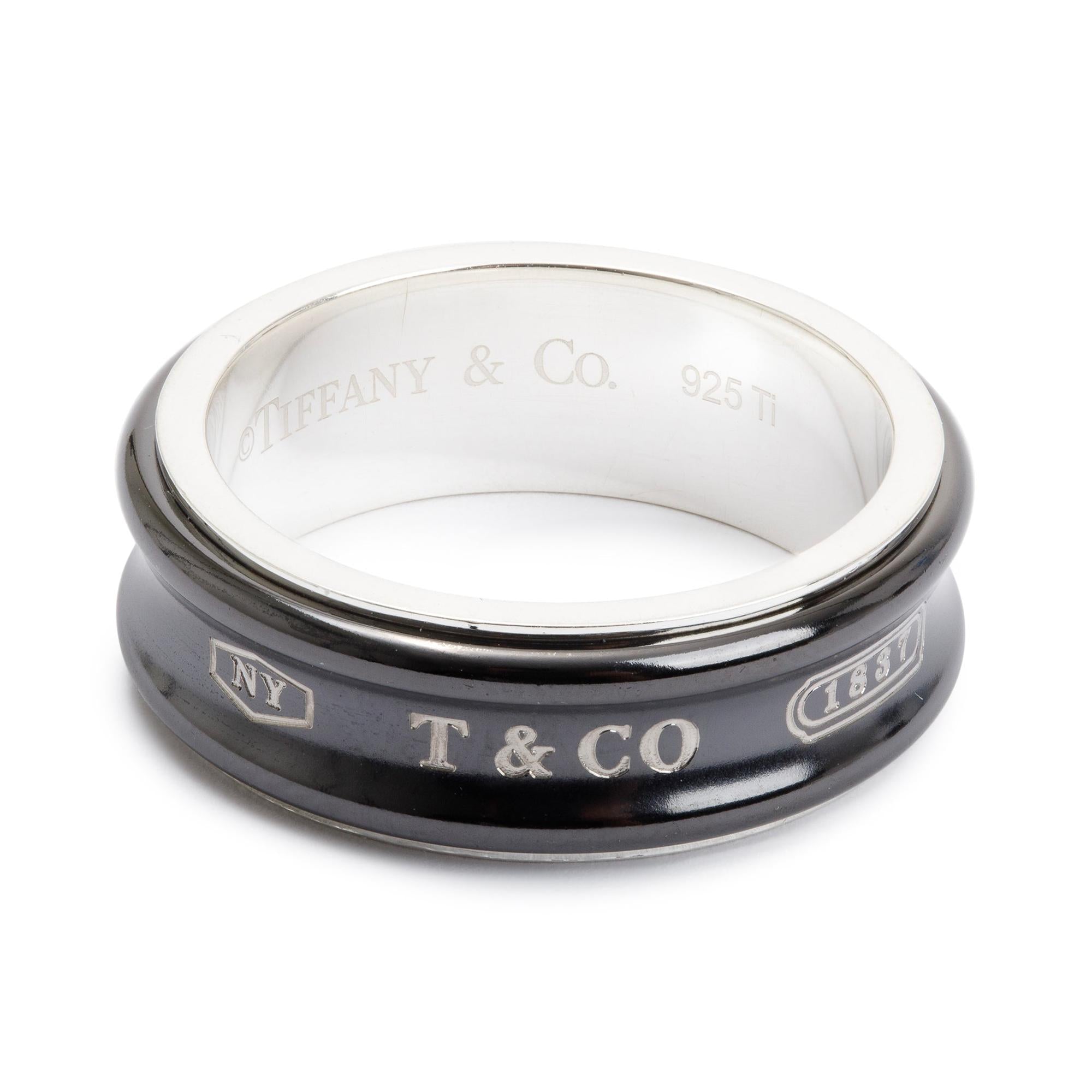Tiffany & Co. Titanium & Sterling Silver 1837 Ring, Size 11