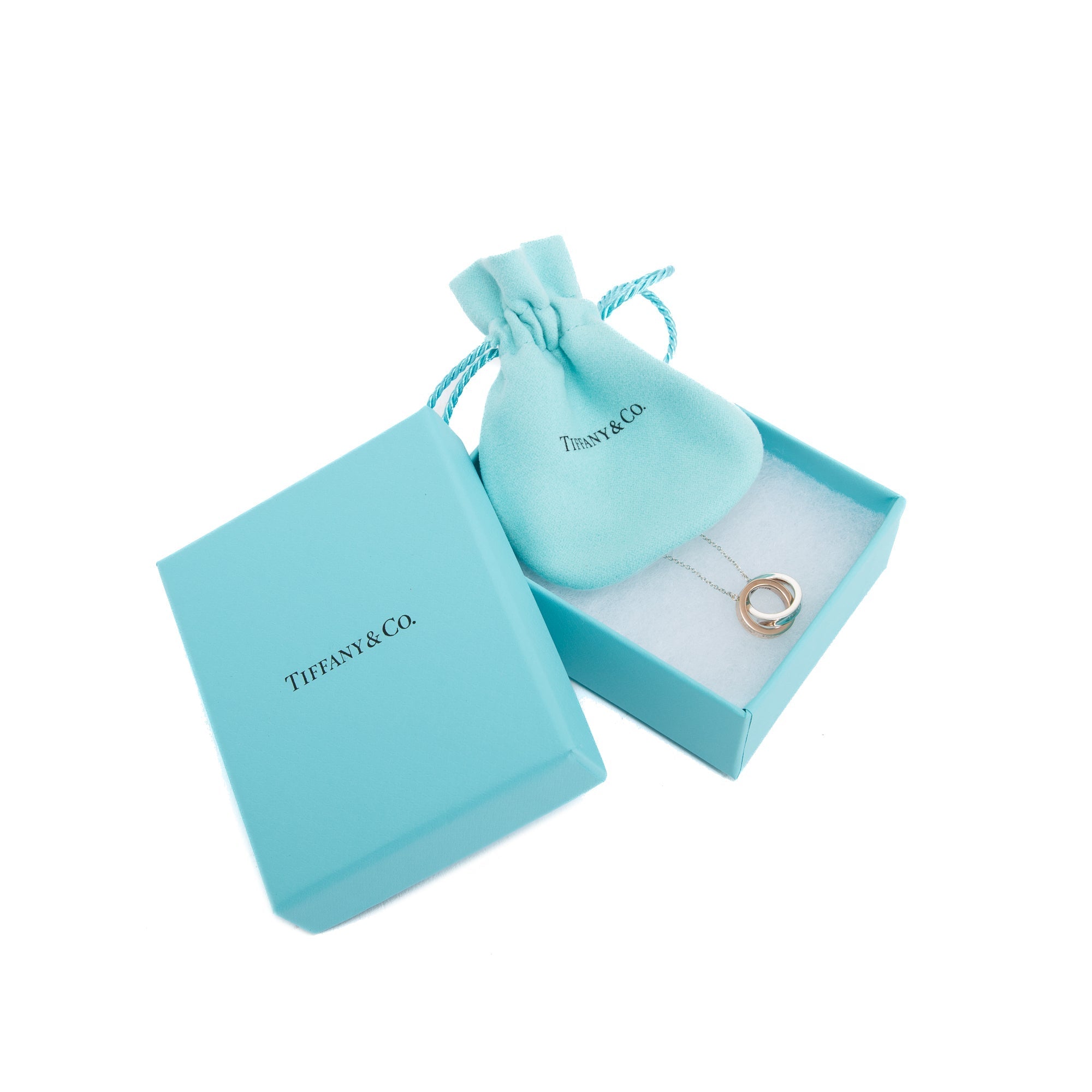 Tiffany & Co. Two-Tone 1837 Interlocking Circles Pendant Necklace w/ Box