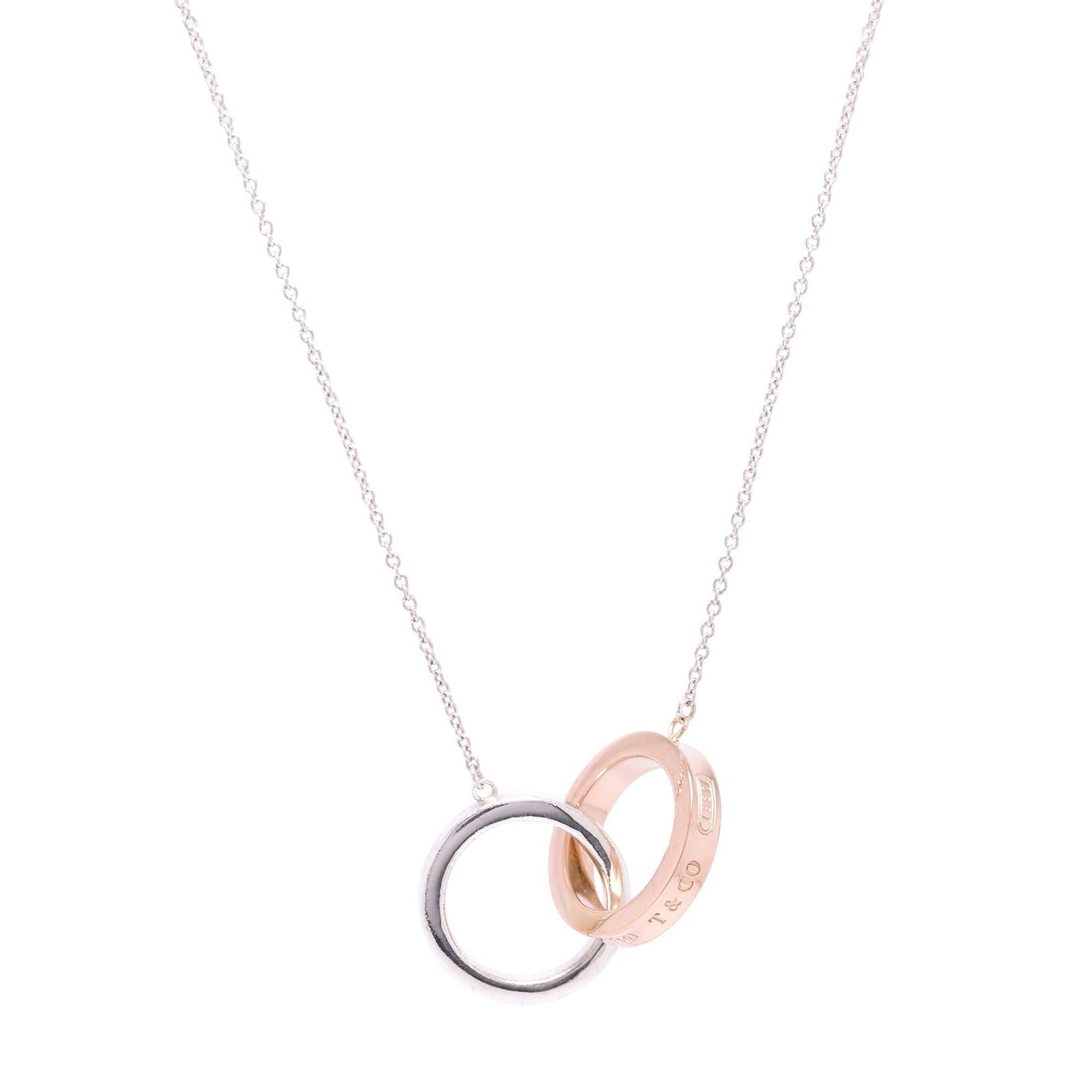 Tiffany & Co. Two-Tone 1837 Interlocking Circles Pendant Necklace w/ Box