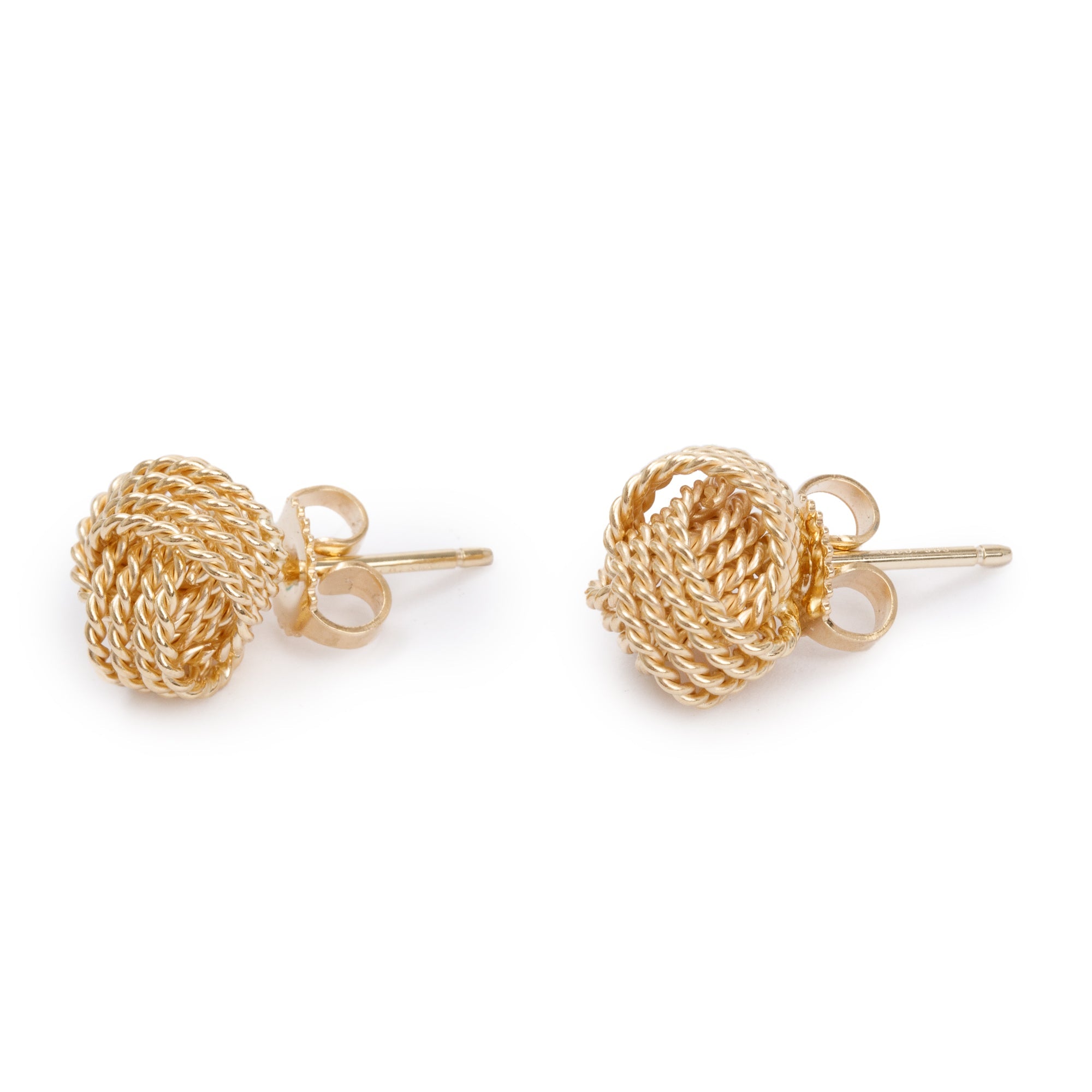 Tiffany & Co. Vintage 14k Yellow Gold Twist Knot Earrings w/ Box