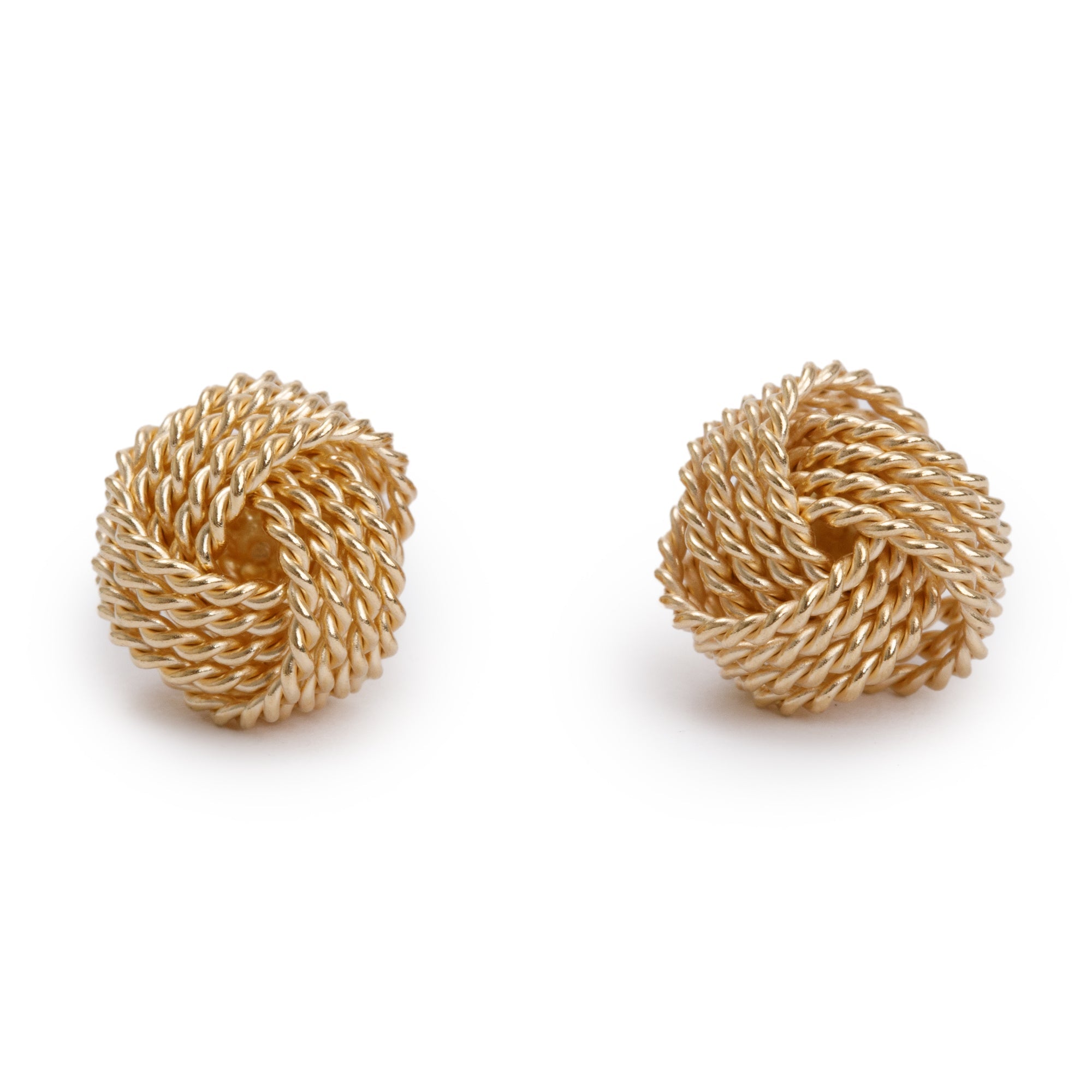 Tiffany & Co. Vintage 14k Yellow Gold Twist Knot Earrings w/ Box