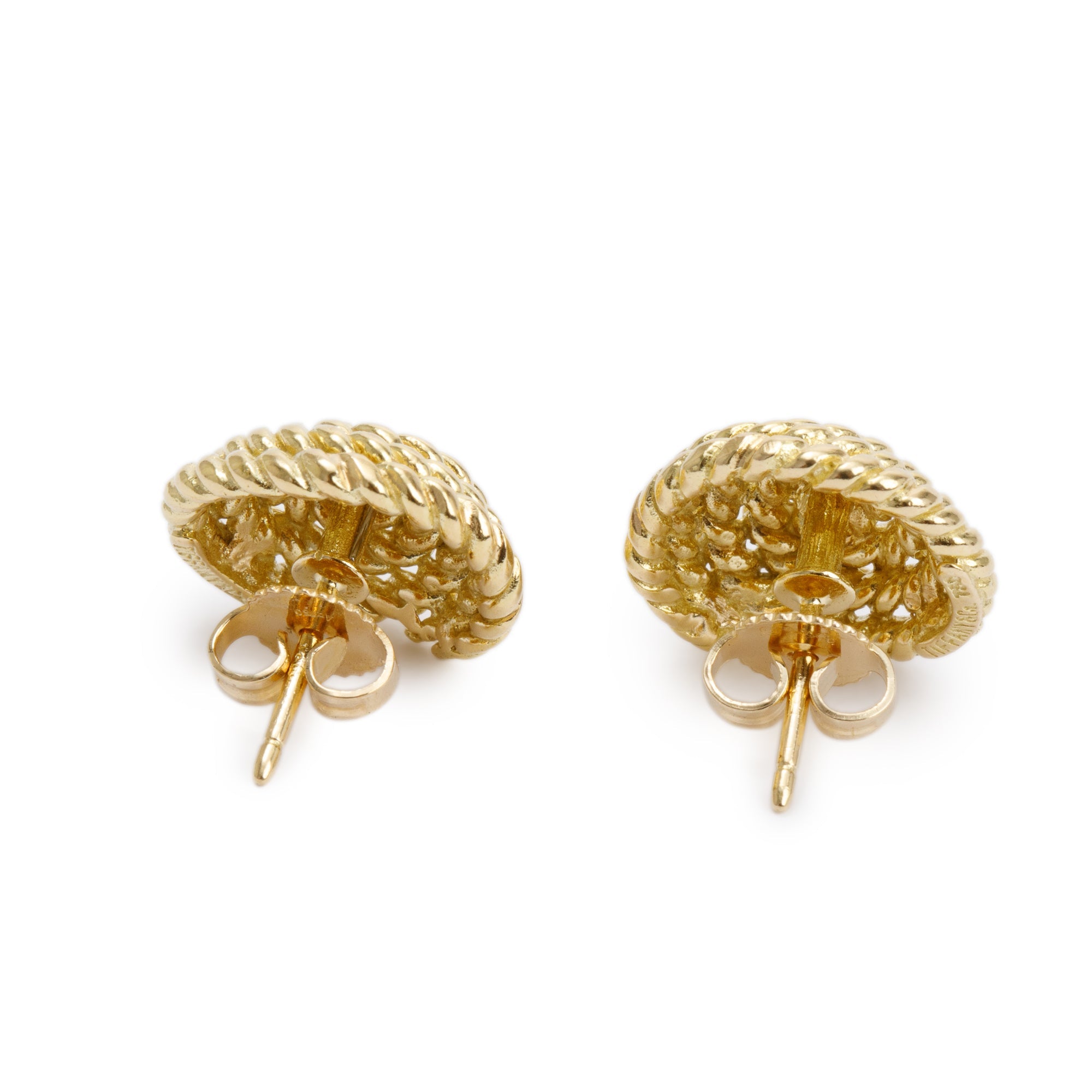 Tiffany & Co. Vintage 18k Yellow Gold Coiled Rope Stud Earrings