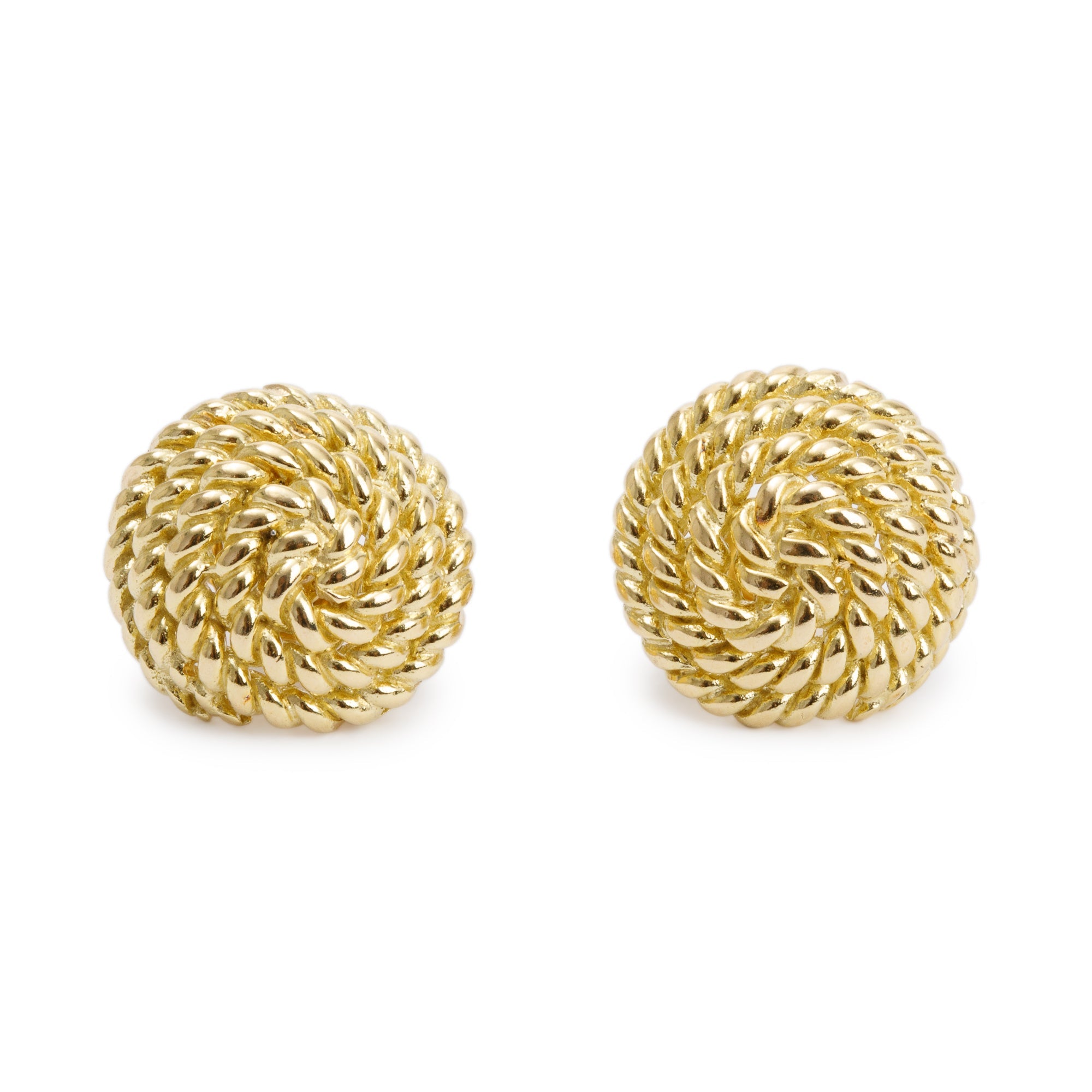 Tiffany & Co. Vintage 18k Yellow Gold Coiled Rope Stud Earrings