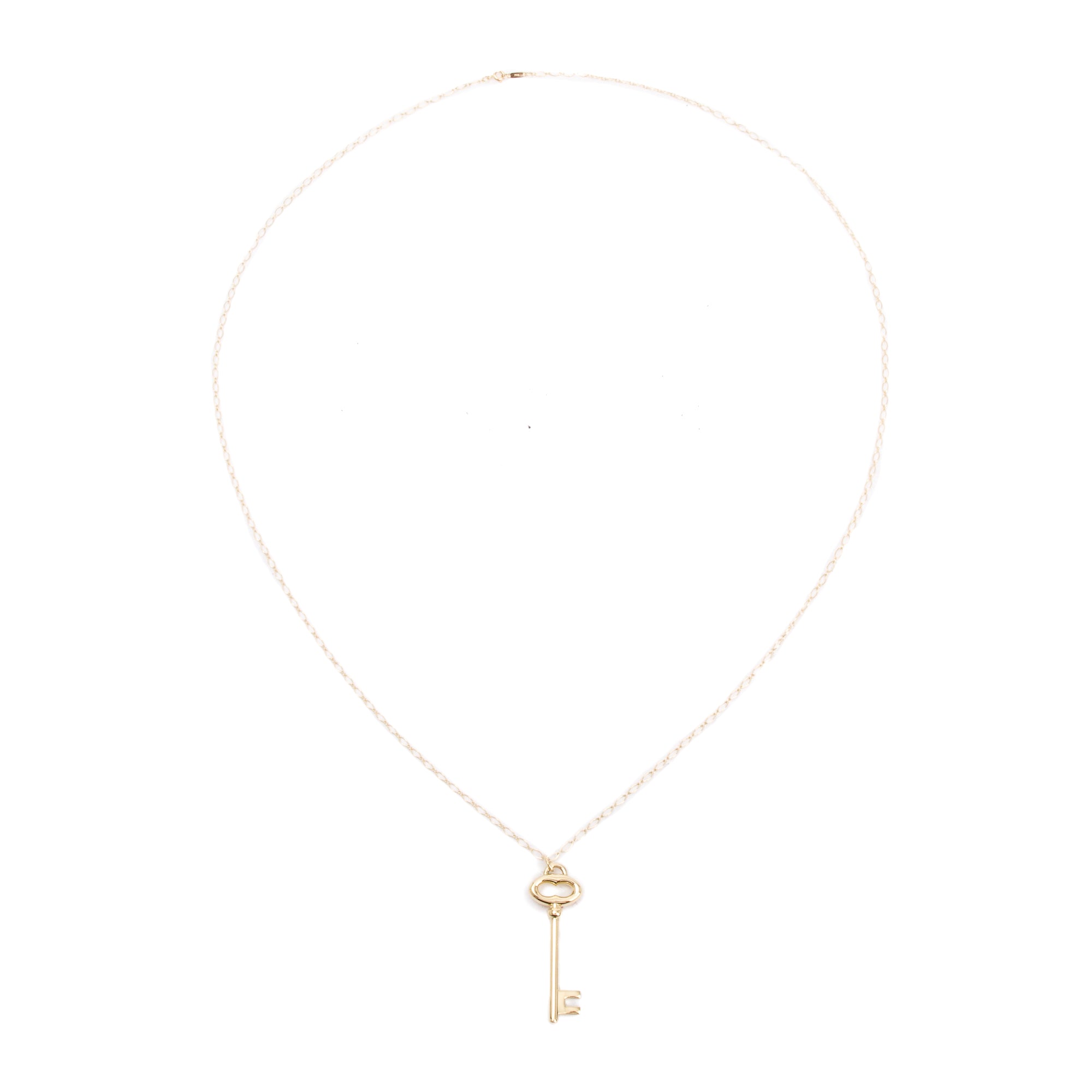 Tiffany & Co. Vintage 18k Yellow Gold Large Oval Key Pendant Necklace