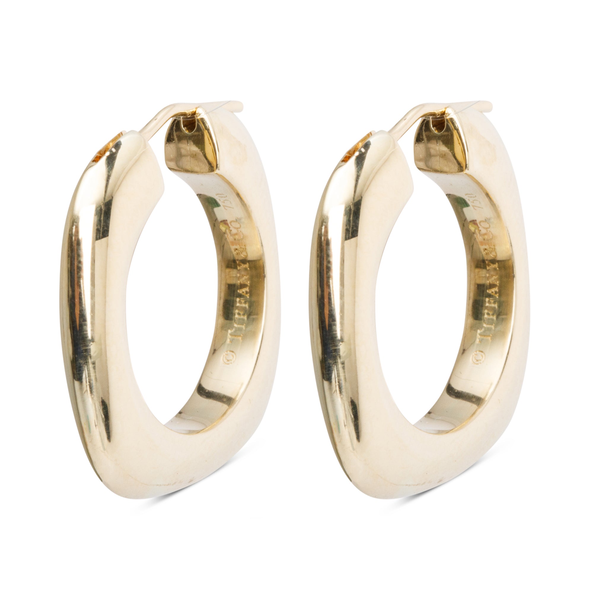 Tiffany & Co. Vintage 18k Yellow Gold Square Cushion Hoop Earrings w/ Box