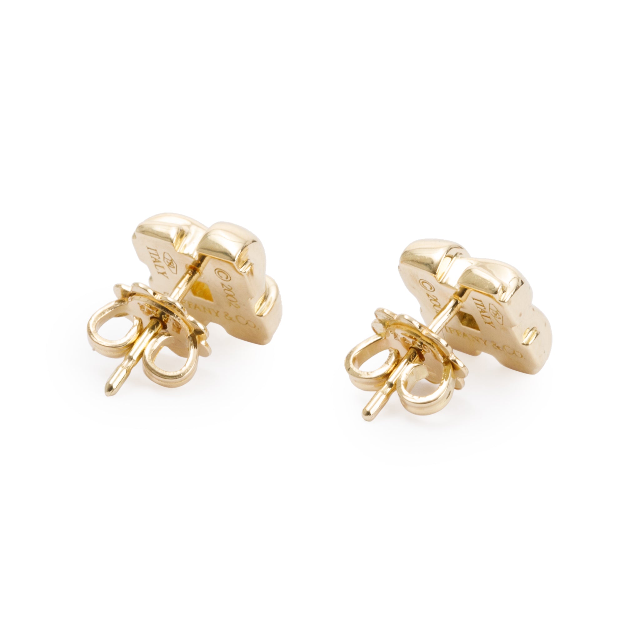 Tiffany & Co. Vintage 18k Yellow Gold Vannerie Basket Stud Earrings w/ Box