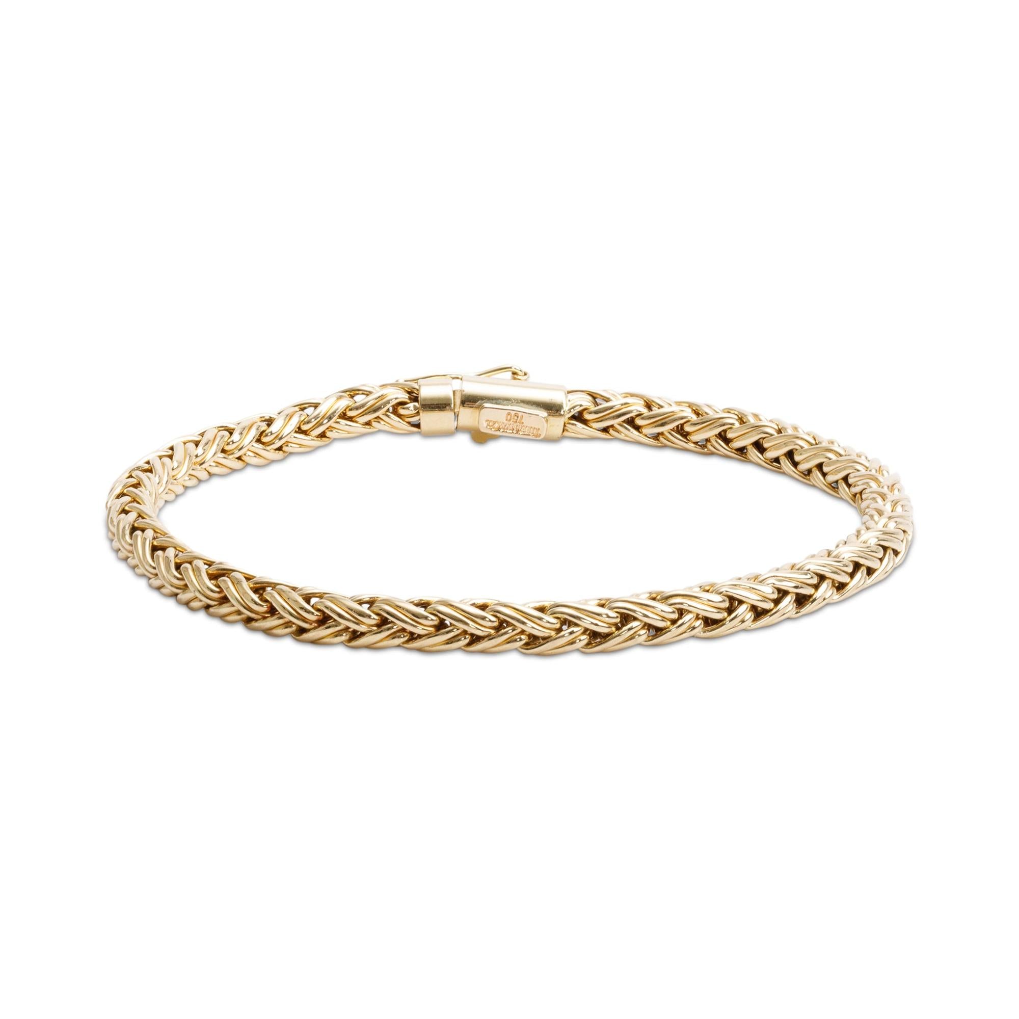 Tiffany & Co. Vintage 18k Yellow Gold Wheat Chain Bracelet w/ Box