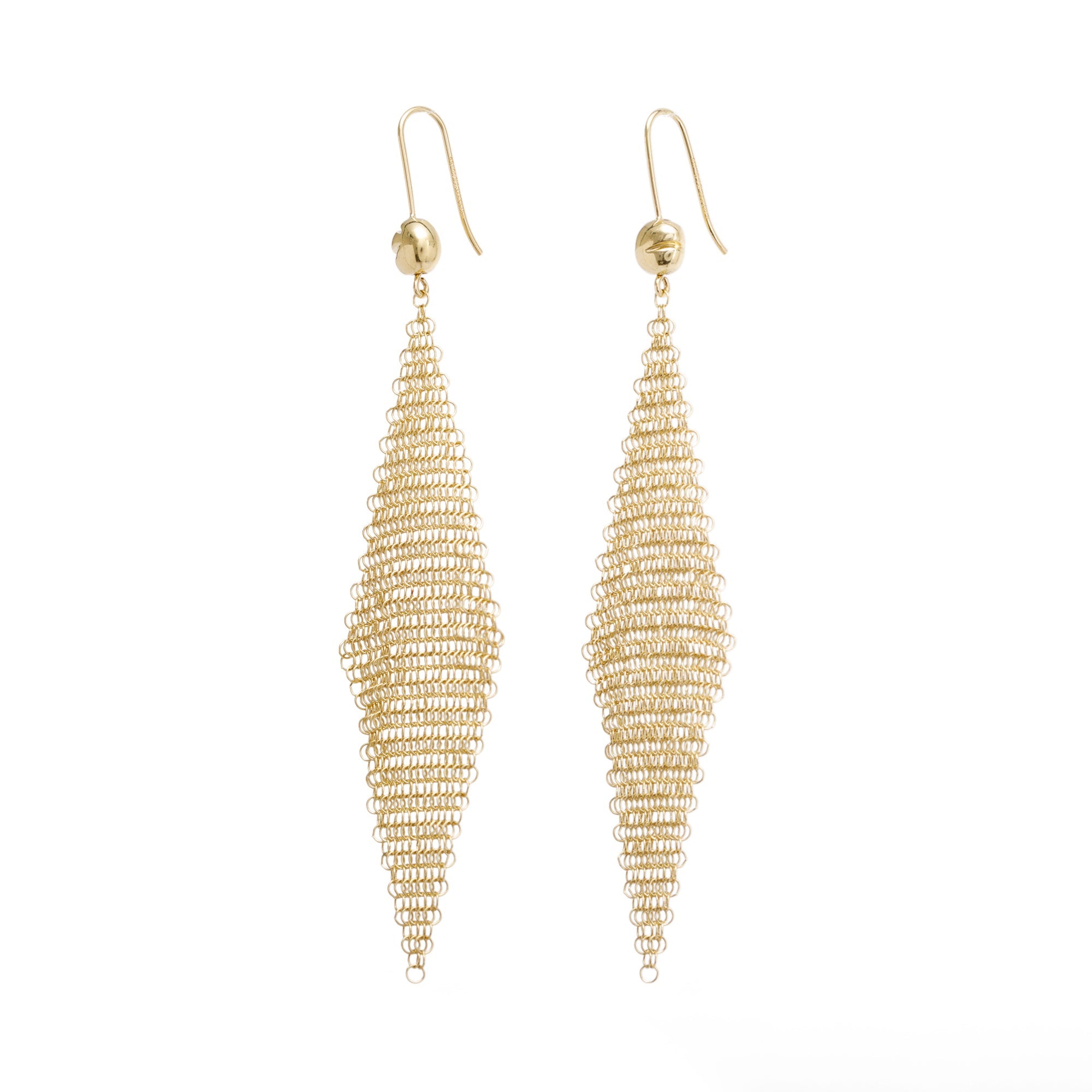 Tiffany & Co. Vintage Elsa Peretti 18k Yellow Gold Mesh Scarf Earrings