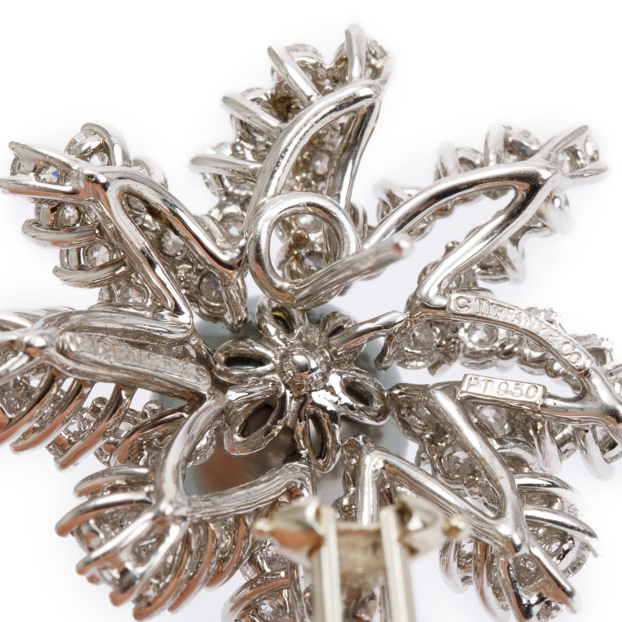 Tiffany & Co. Vintage Platinum Pearl & Diamond Fireworks Earrings