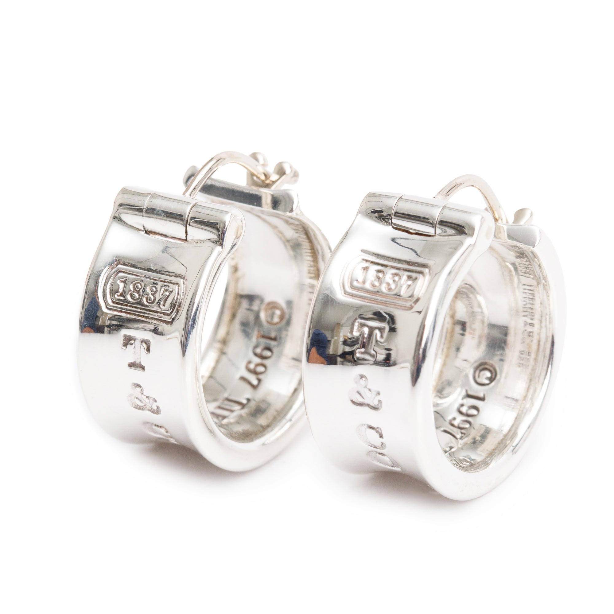 Tiffany & Co. Vintage Sterling Silver 1837 Wide Hoop Earrings