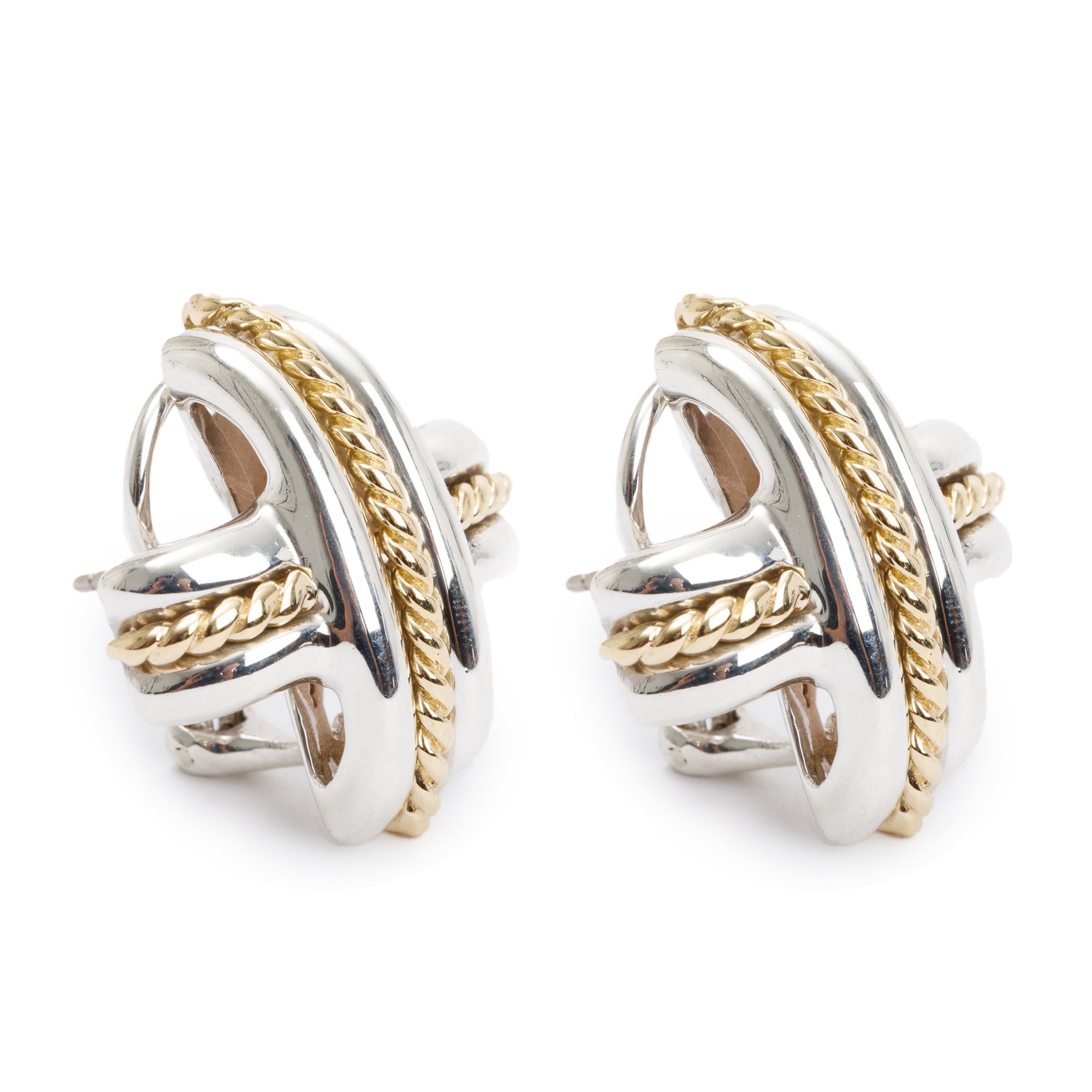 Tiffany & Co. Vintage Sterling Silver & 18k Yellow Gold Large Signature X Earrings