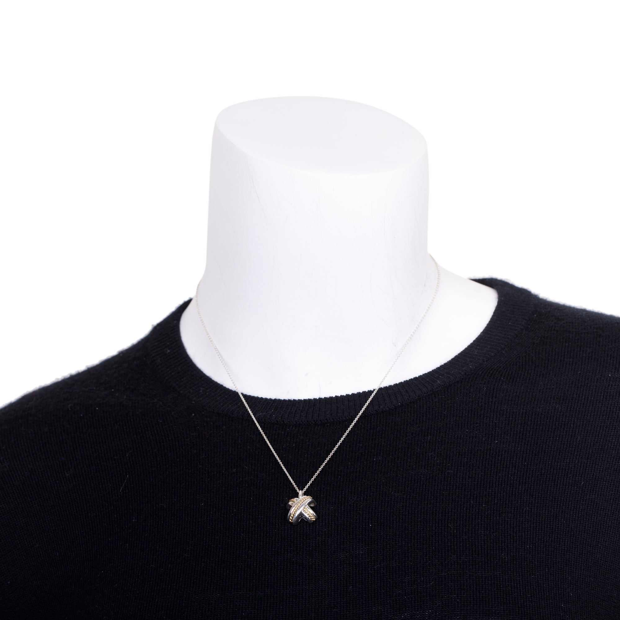 Tiffany & Co. Vintage Sterling Silver & 18k Yellow Gold Signature X Pendant Necklace