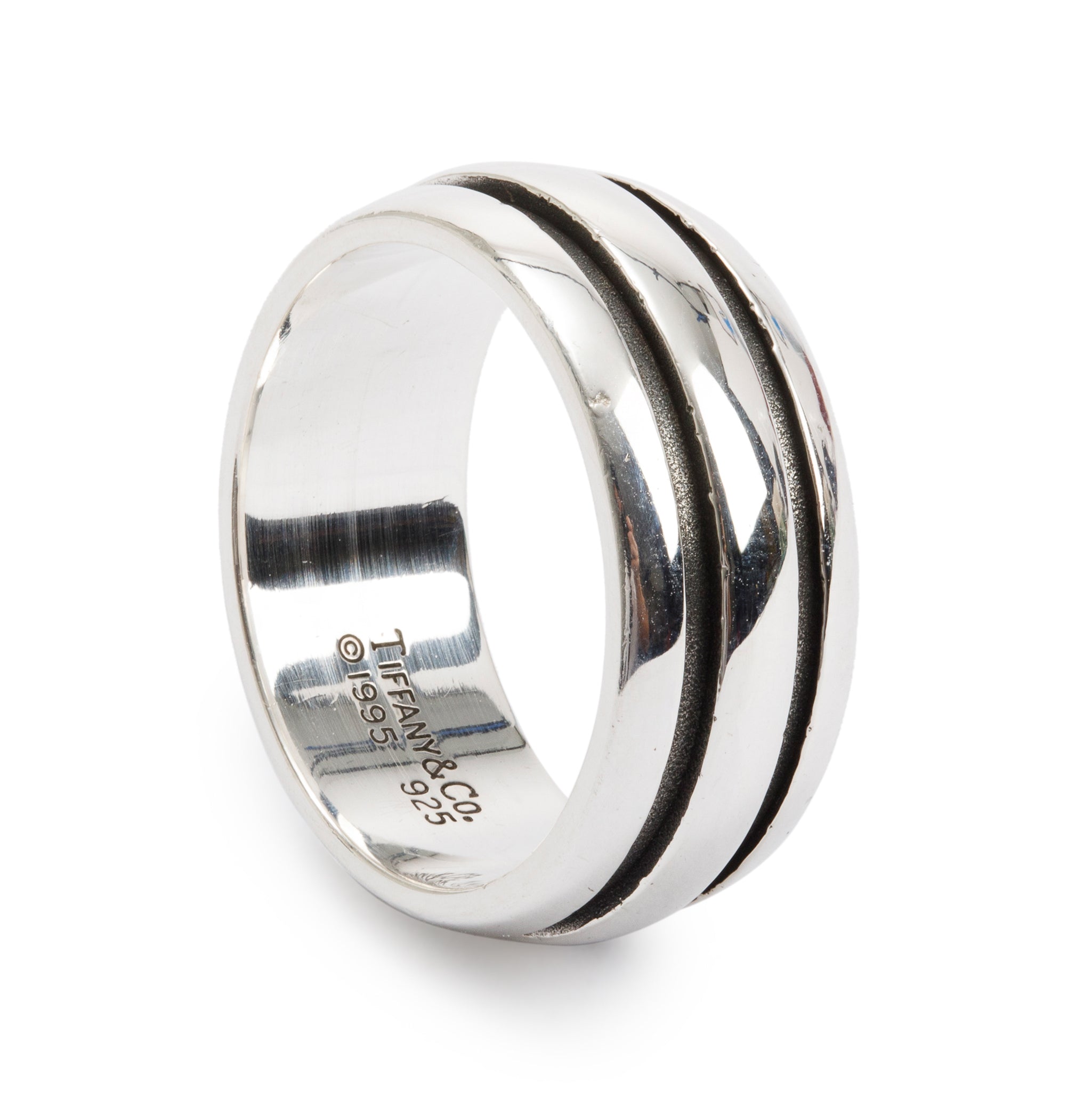 Tiffany & Co. Vintage Sterling Silver 9 MM Atlas Groove Band, Size 10.25