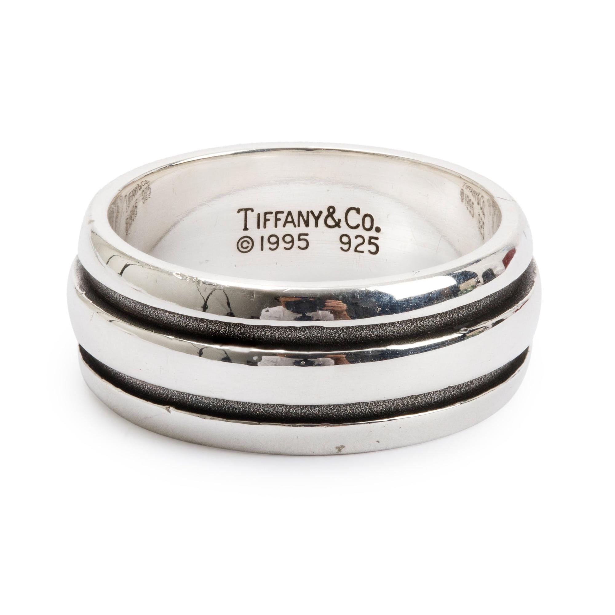 Tiffany & Co. Vintage Sterling Silver 9 MM Atlas Groove Band, Size 10.25