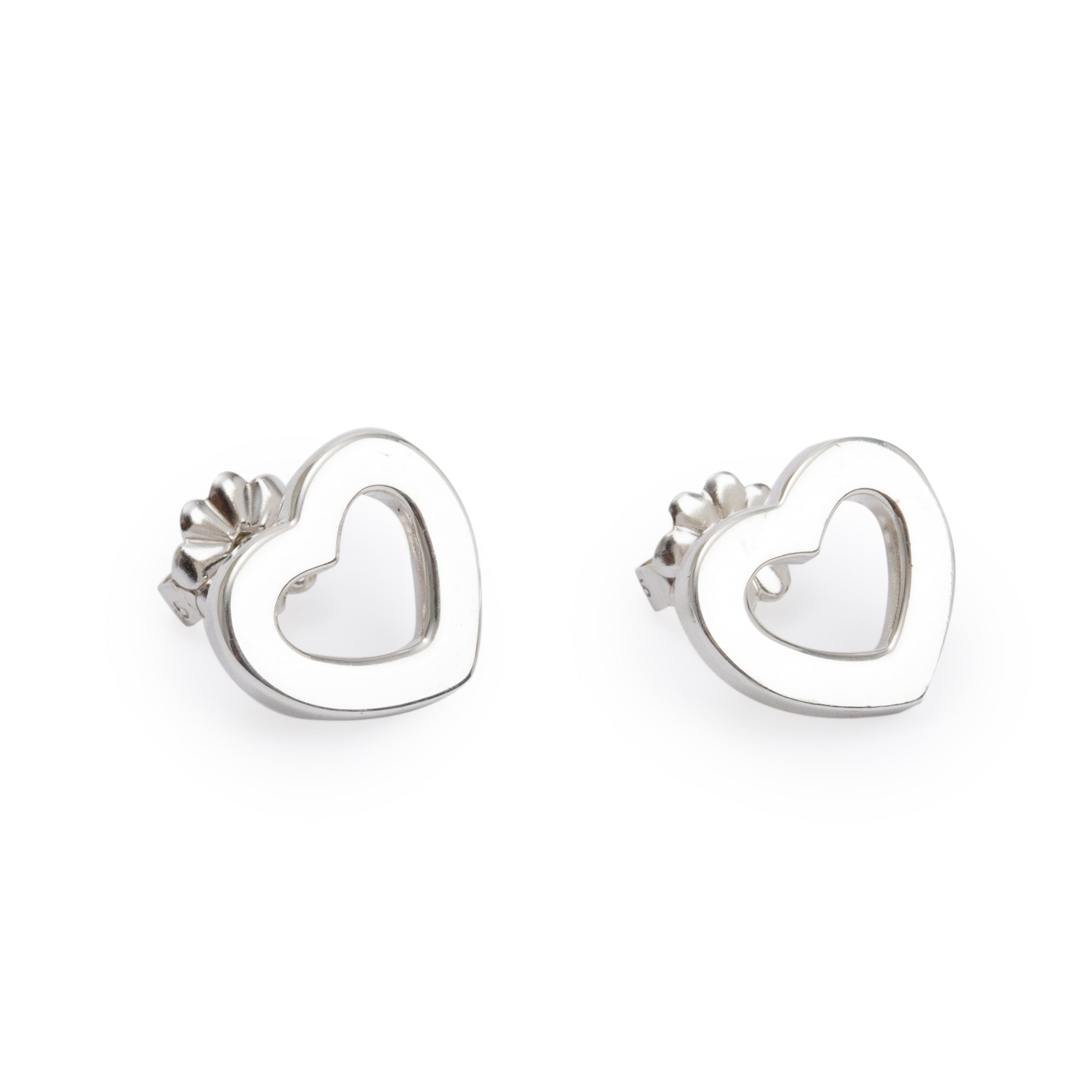 Tiffany & Co. Vintage Sterling Silver Open Heart Stud Earrings, 12 MM