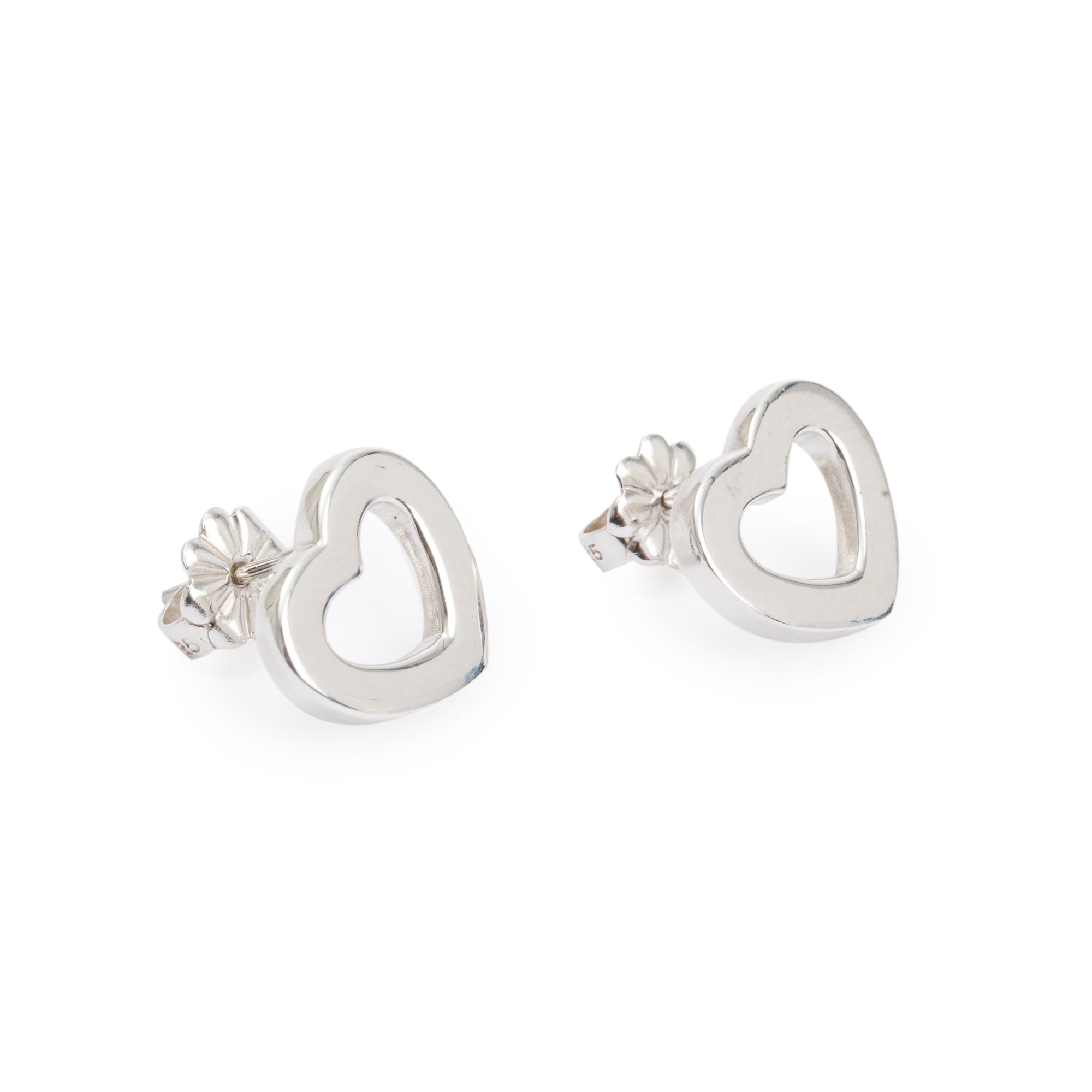 Tiffany & Co. Vintage Sterling Silver Open Heart Stud Earrings, 12 MM