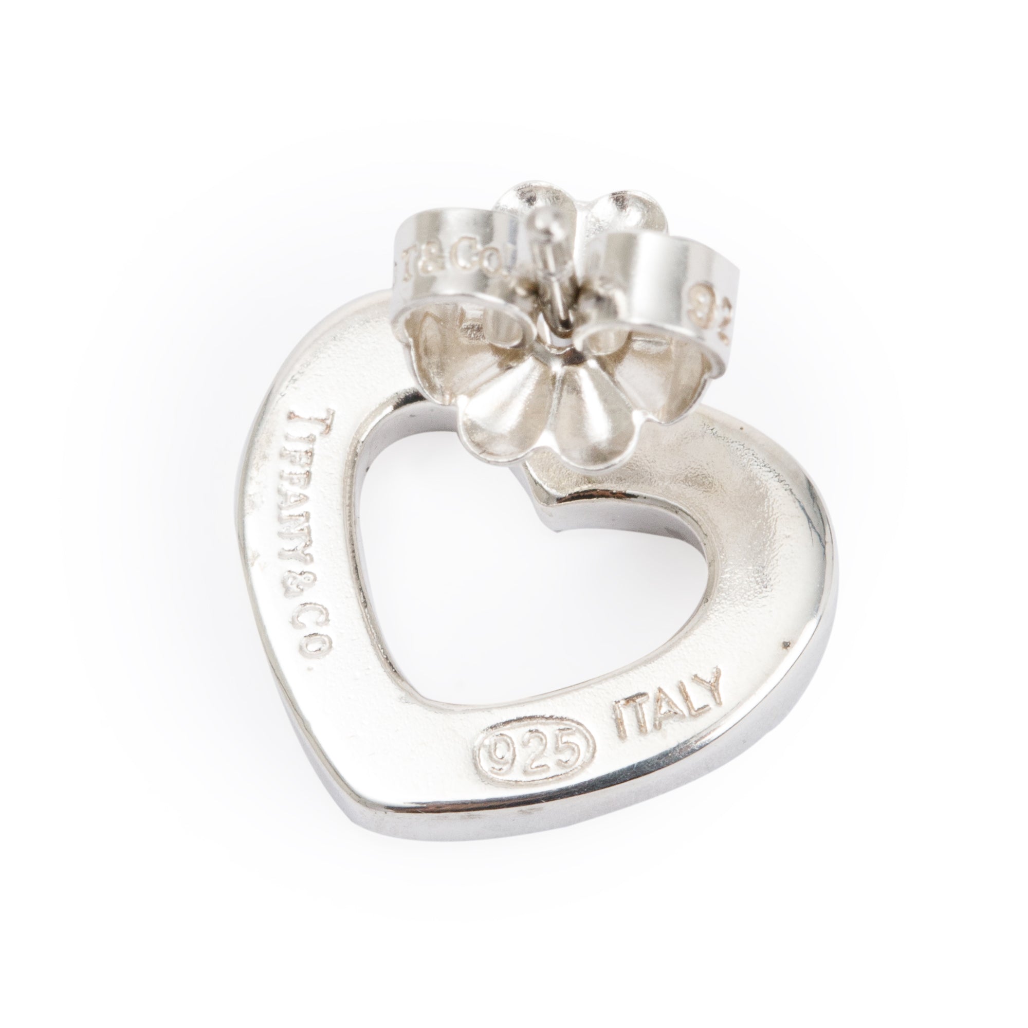 Tiffany & Co. Vintage Sterling Silver Open Heart Stud Earrings, 12 MM