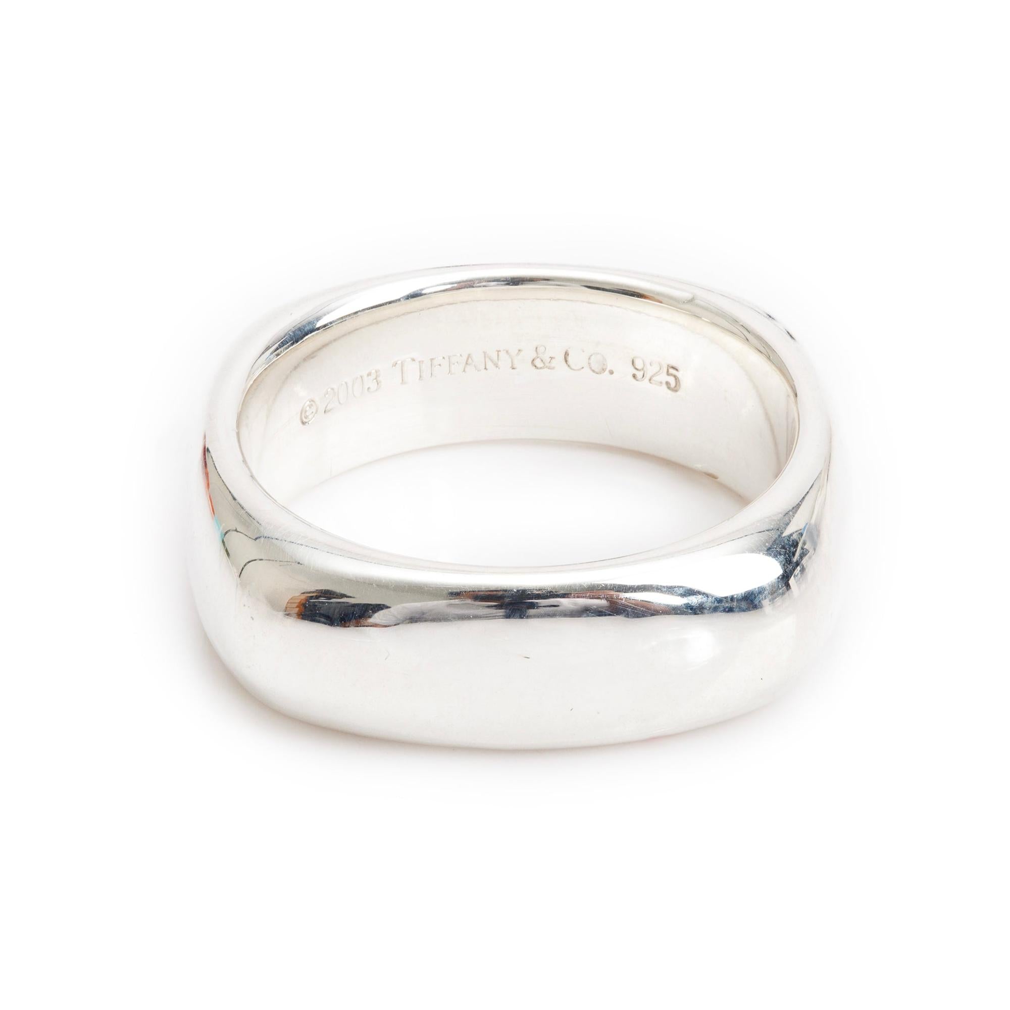 Tiffany & Co. Vintage Sterling Silver Square Cushion Band Ring, Size 12