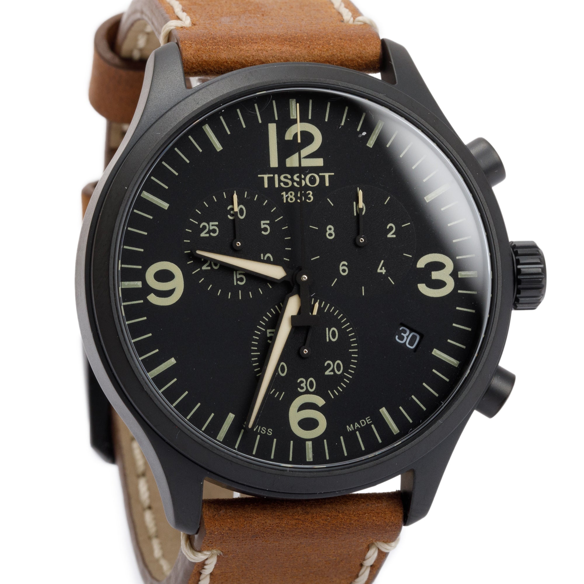 Tissot Black PVD Stainless Steel Chrono XL 45 MM Watch w/ Box & Papers