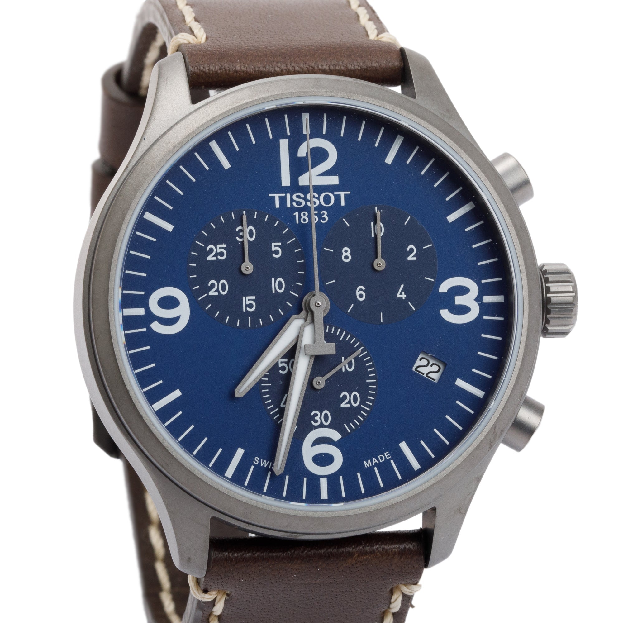 Tissot Grey PVD Stainless Steel Chrono XL 45 MM Watch w/ Box & Papers