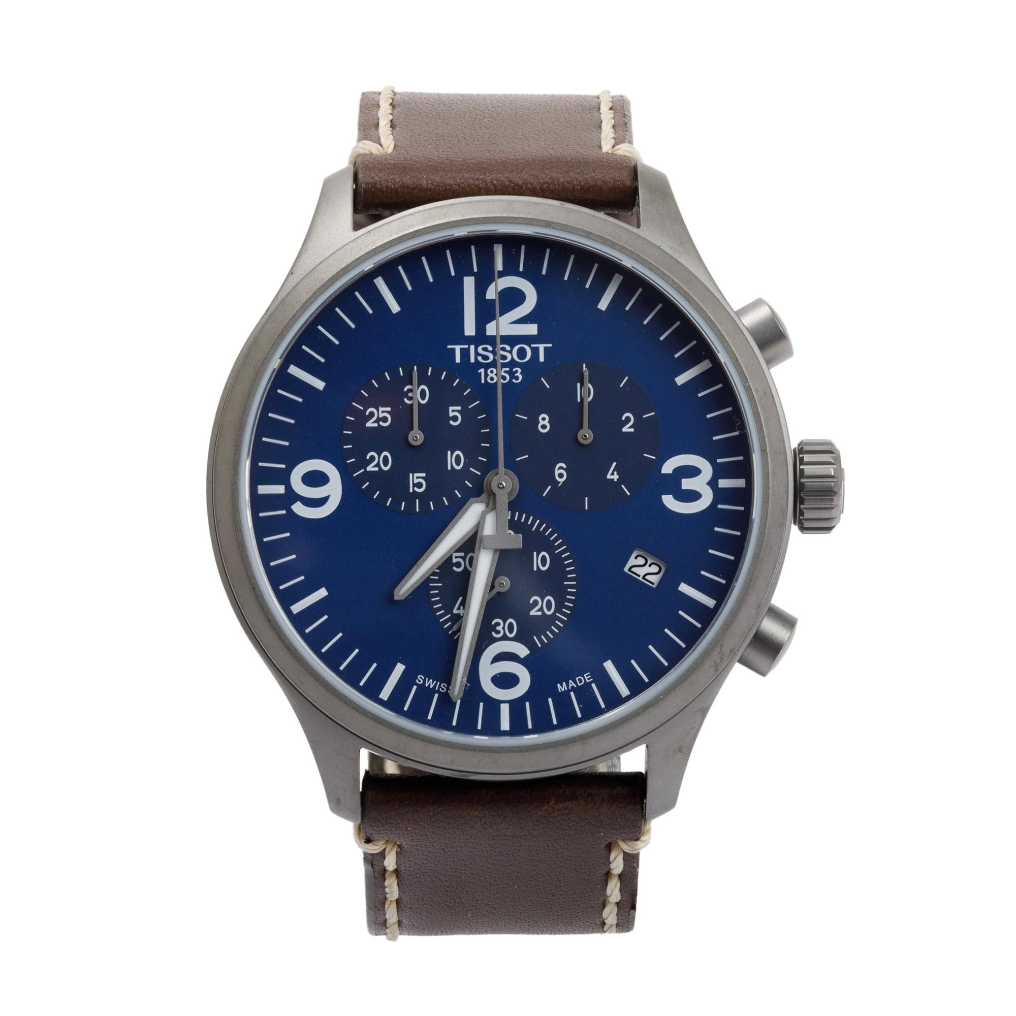 Tissot Grey PVD Stainless Steel Chrono XL 45 MM Watch w/ Box & Papers