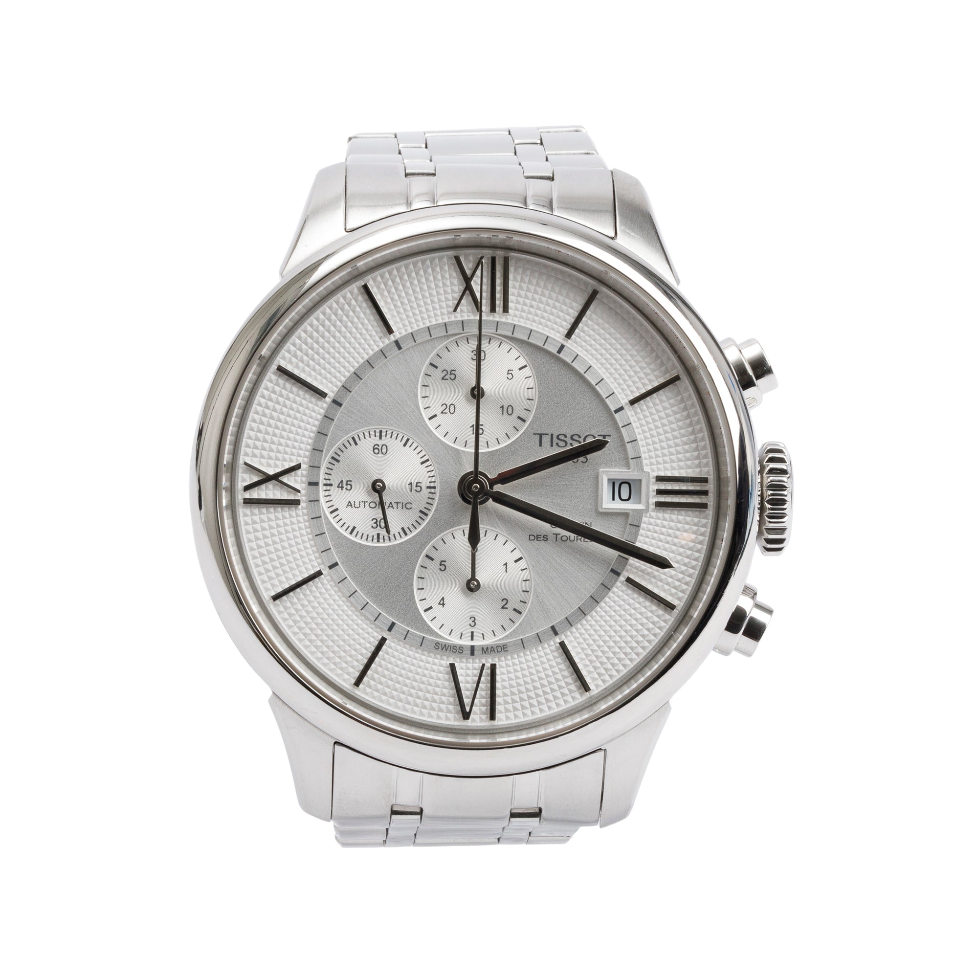 Tissot Stainless Steel Chemin des Tourelles 44 MM Chronograph Automatic Watch w/ Box & Papers