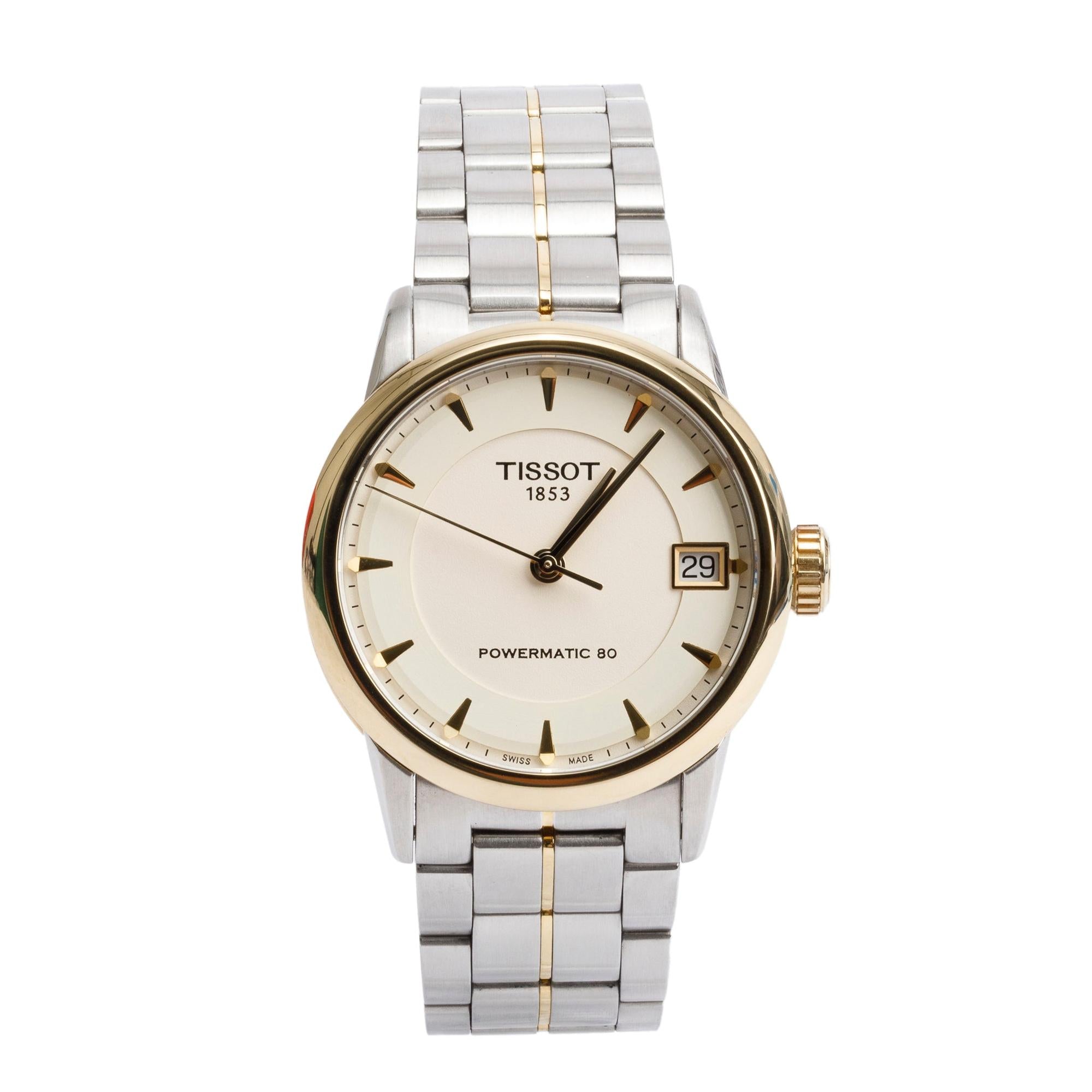 Tissot Stainless Steel & Gold Plated Powermatic 80 33 MM Automatic Watch w/ Box & Papers