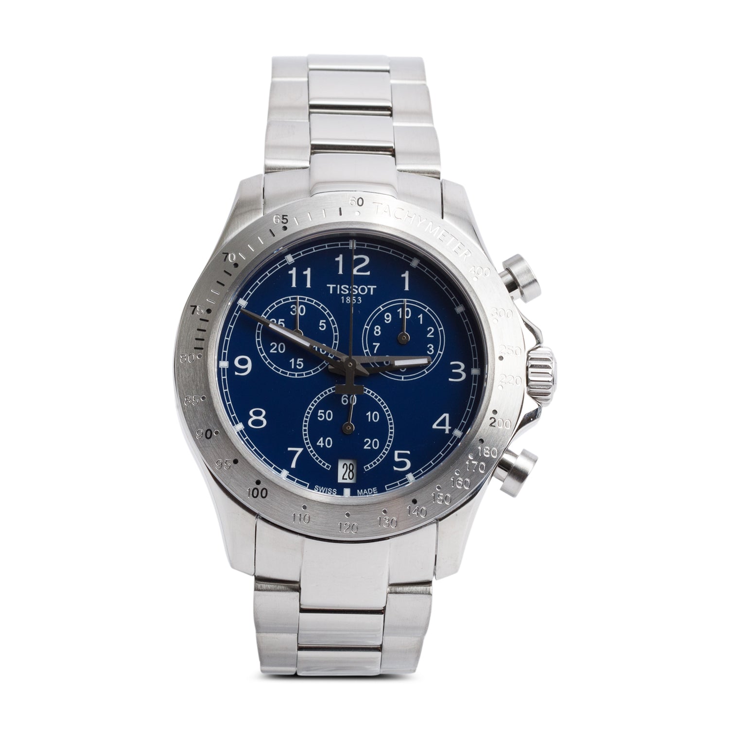 Tissot Stainless Steel V8 42.5 MM Chronograph Quartz Watch Blue Dial w/ Box