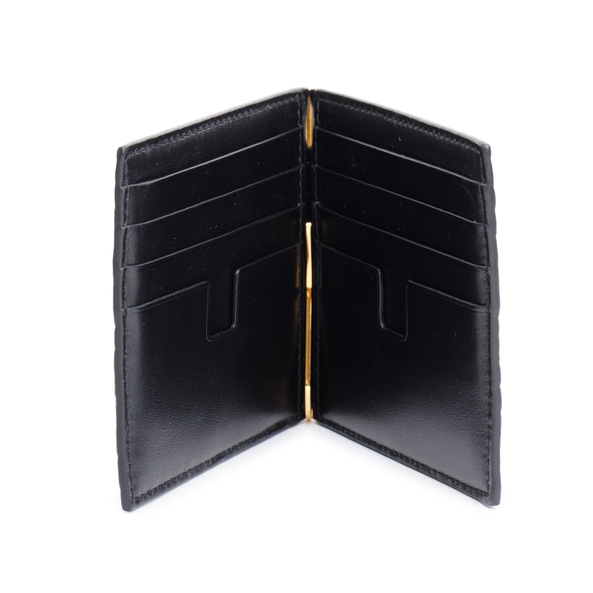 Tom Ford Black Alligator Embossed Leather Money Clip Bifold Wallet