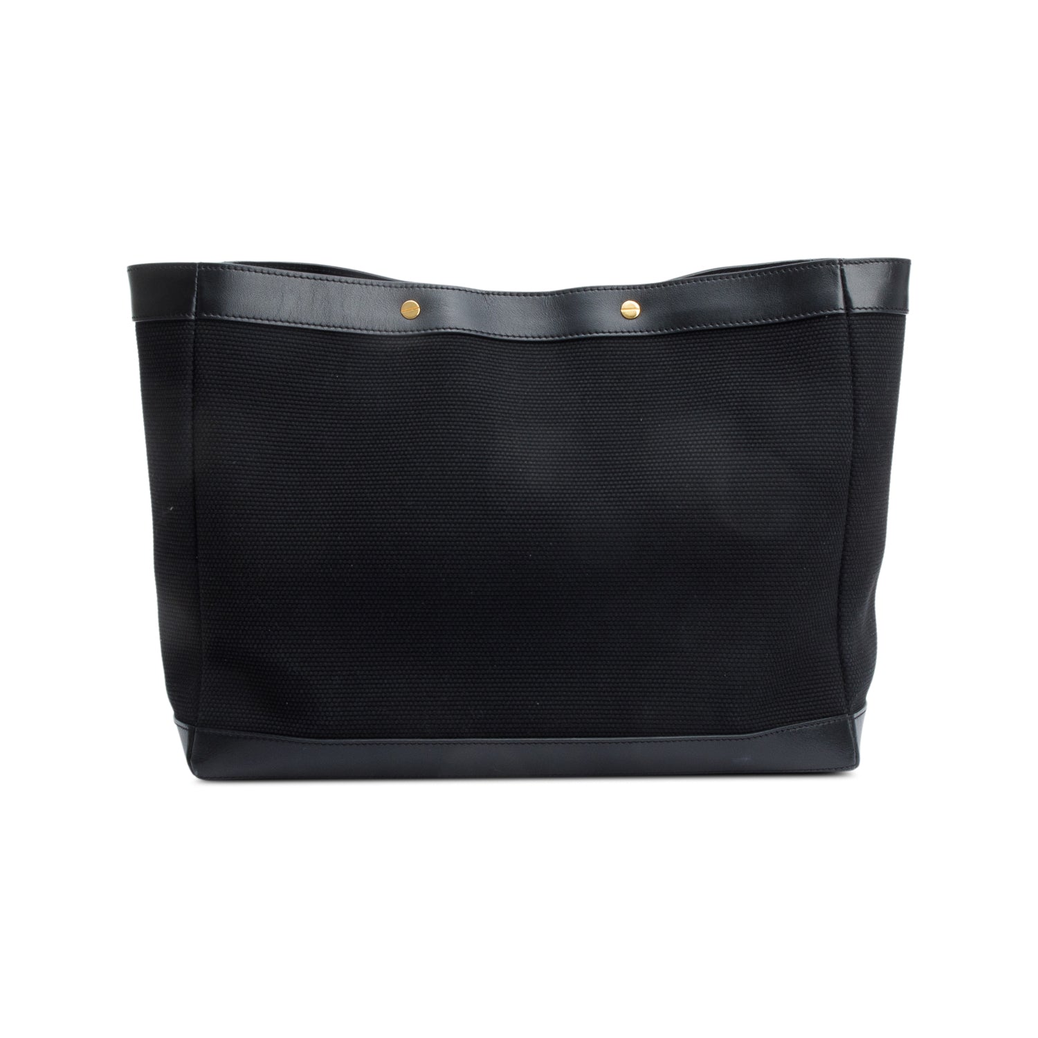 Tom Ford Black Canvas Leather Trim Logo Print Small Tote