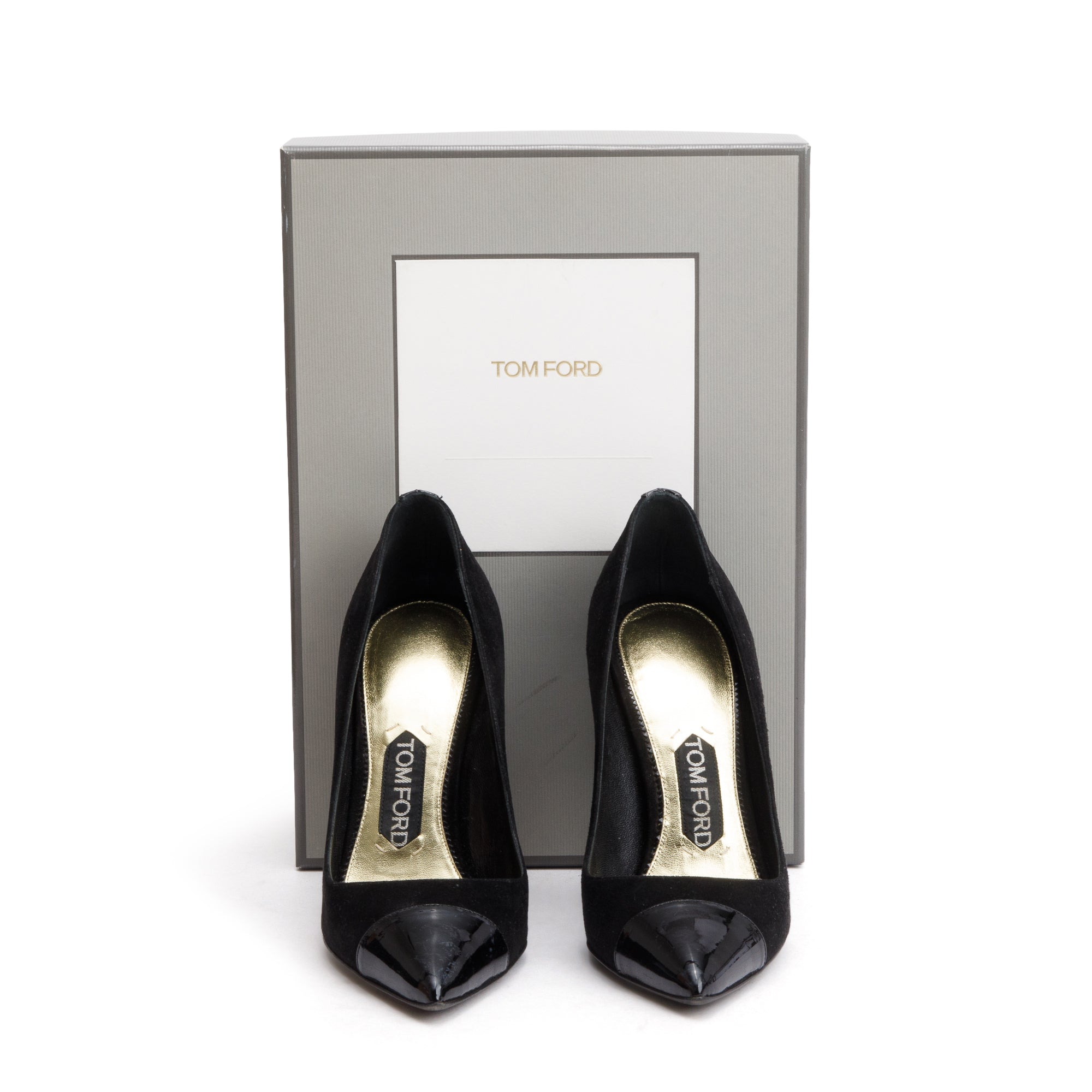 Tom Ford Black Suede/Patent Leather Pumps, Size 36.5 w/ Box