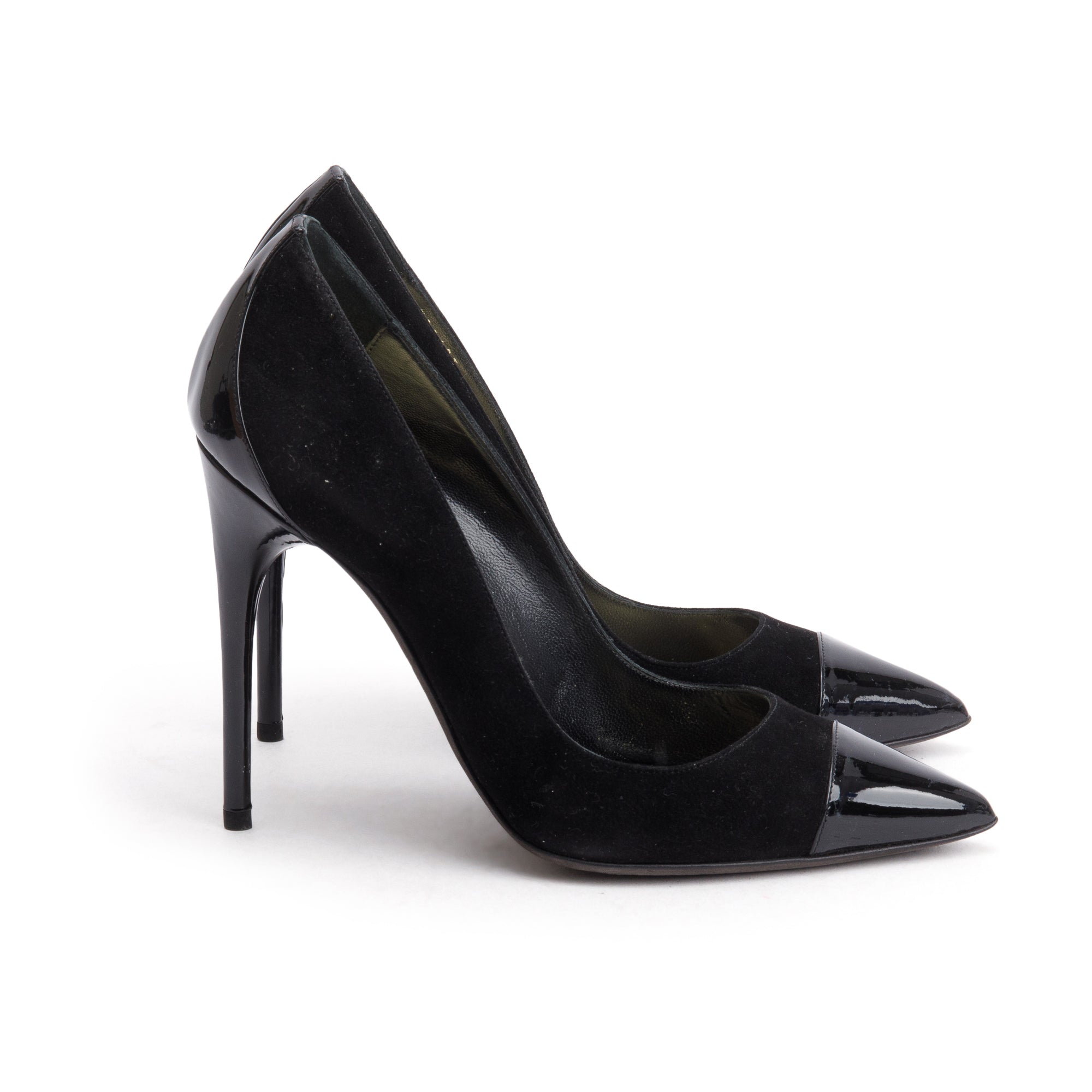 Tom Ford Black Suede/Patent Leather Pumps, Size 36.5 w/ Box