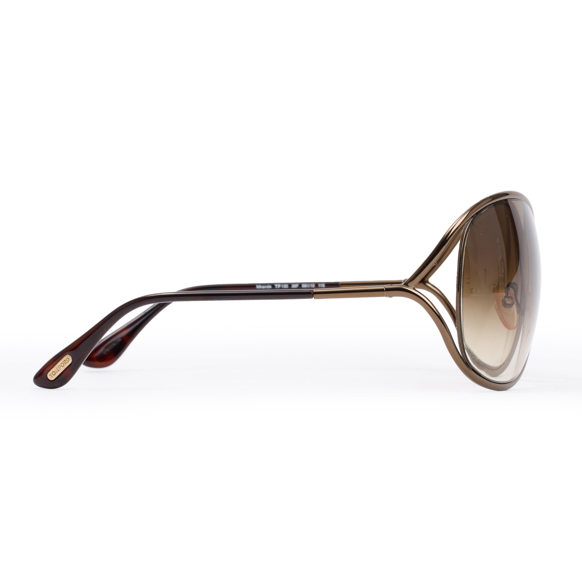 Tom Ford TF130 Shiny Bronze Metal Miranda Oversized Sunglasses w/ Case