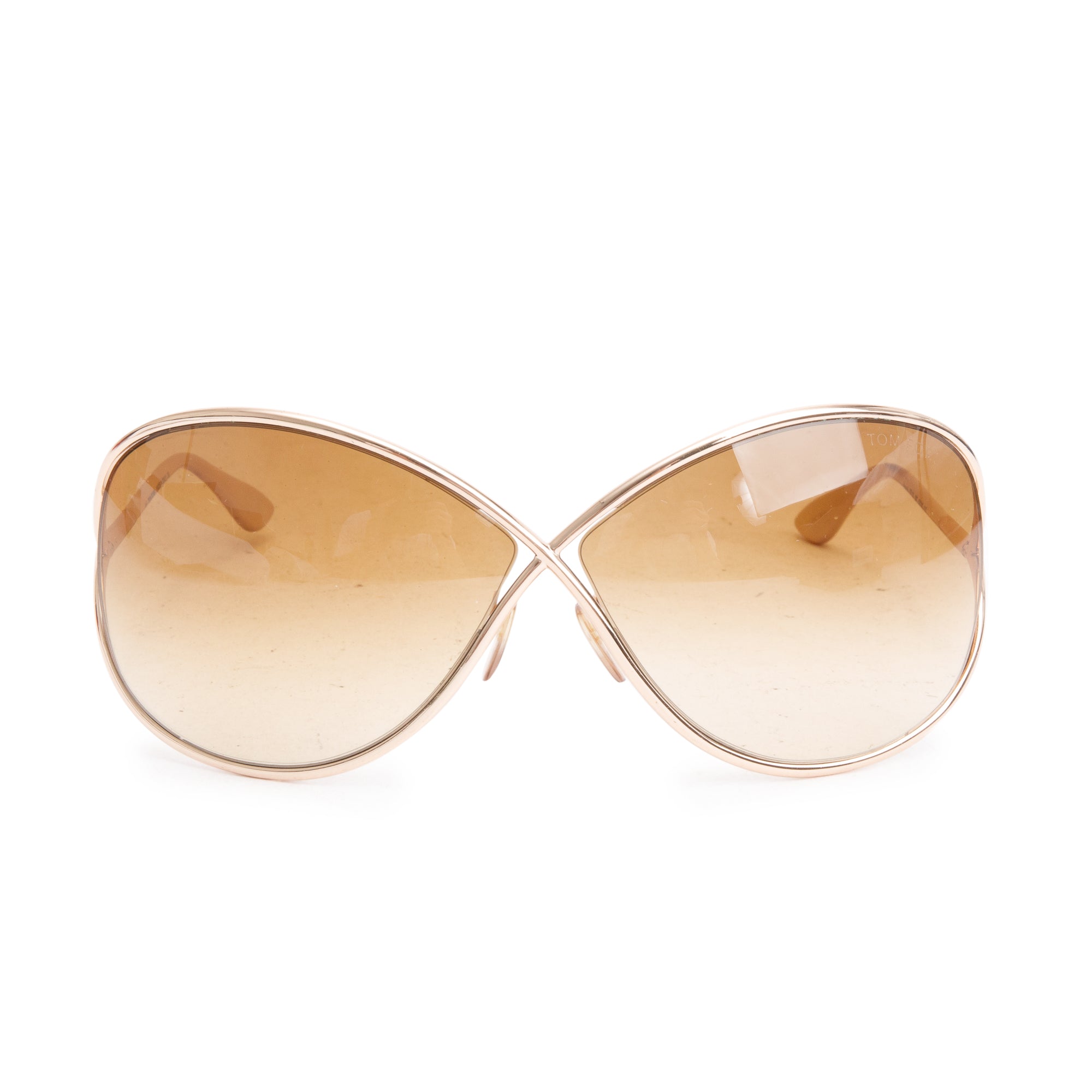 Tom Ford TF130 Shiny Silver Metal Miranda Oversized Sunglasses w/ Box & Case