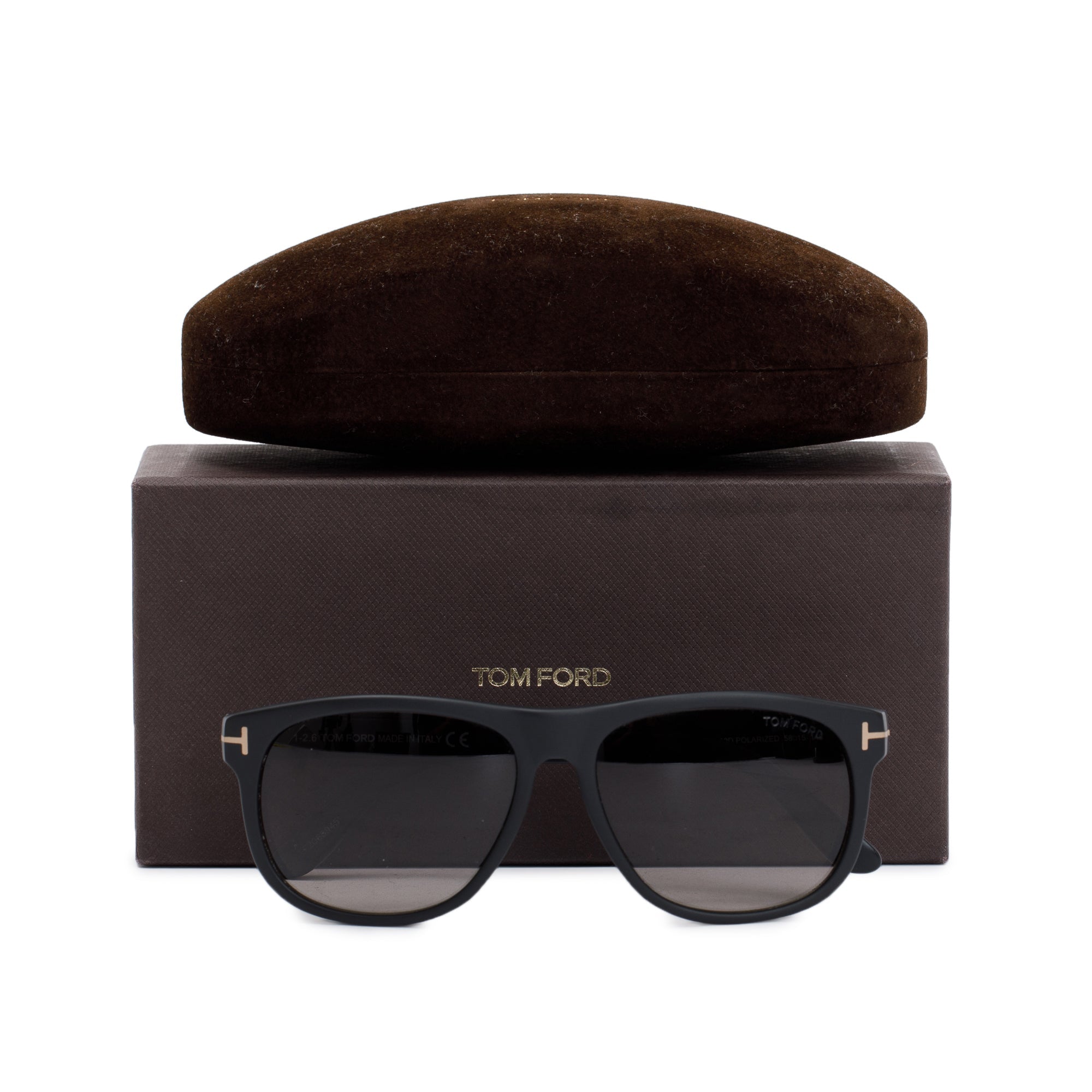 Tom Ford TF236 Matte Black Acetate Olivier Polarized Sunglasses w/ Box & Case