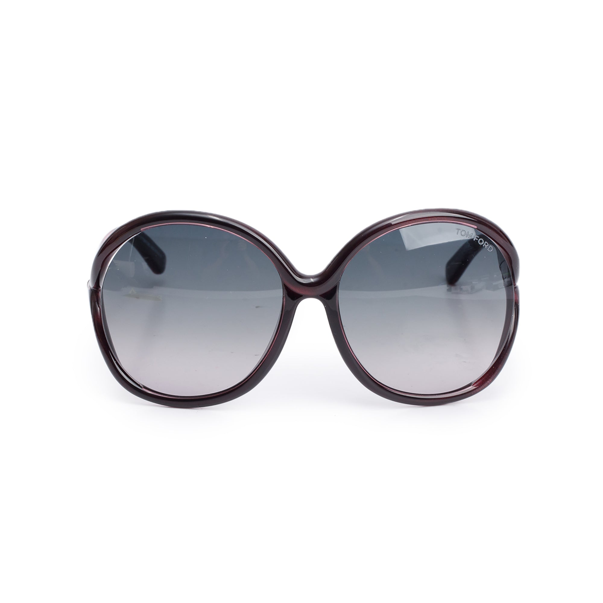 Tom Ford TF252 Black/Purple Acetate Rhi Oversized Sunglasses w/ Case & Card