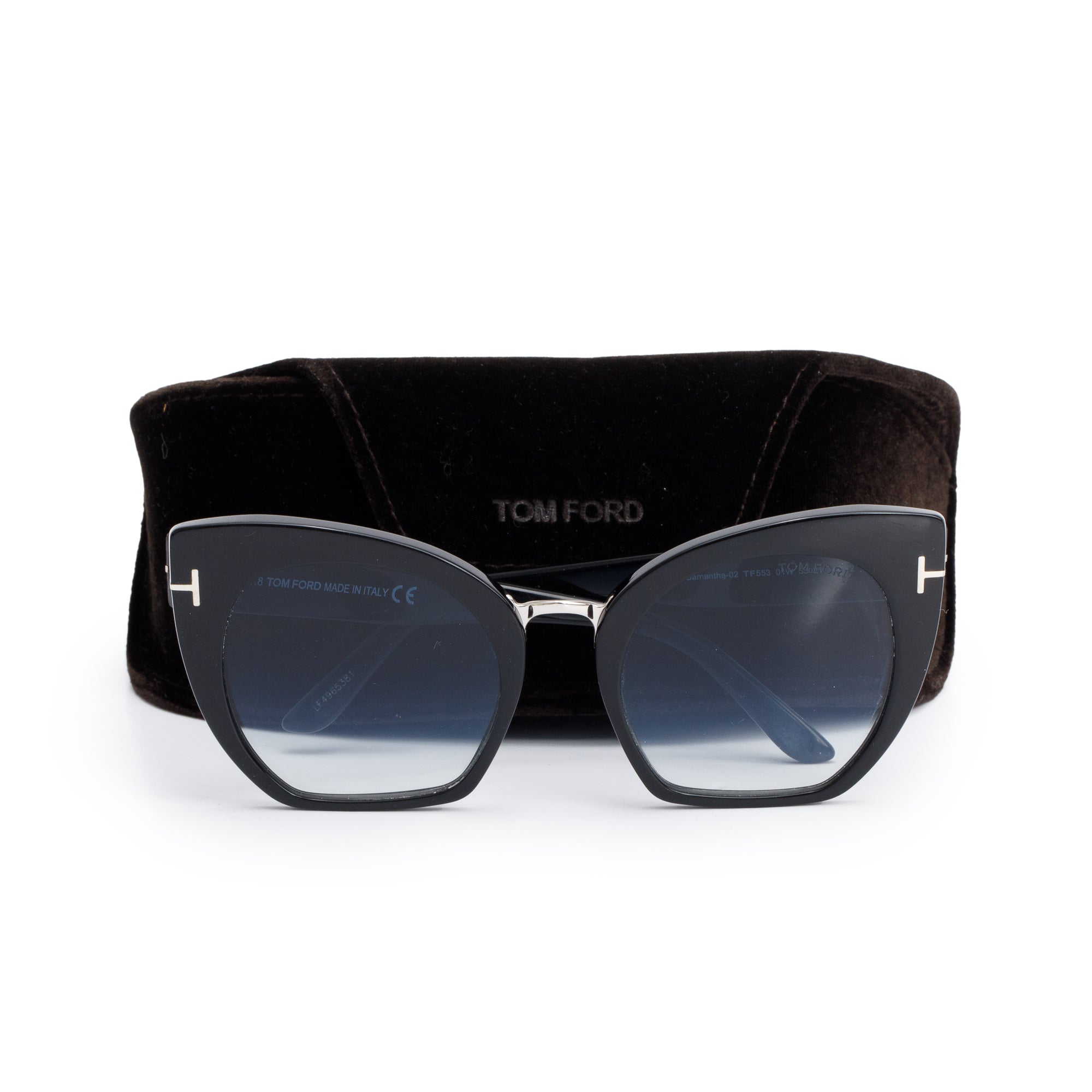 Tom Ford TF553 Black Acetate Samantha-02 Cat-Eye Sunglasses w/ Case