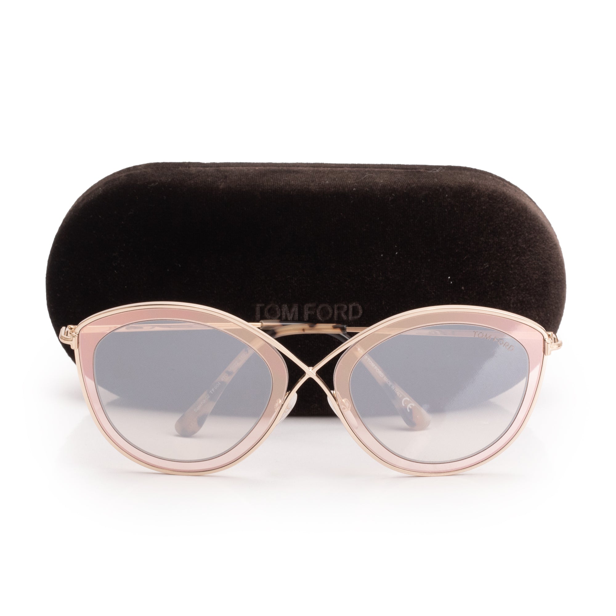 Tom Ford TF604 Sascha-02 Gold-Tone Metal Sunglasses w/ Case