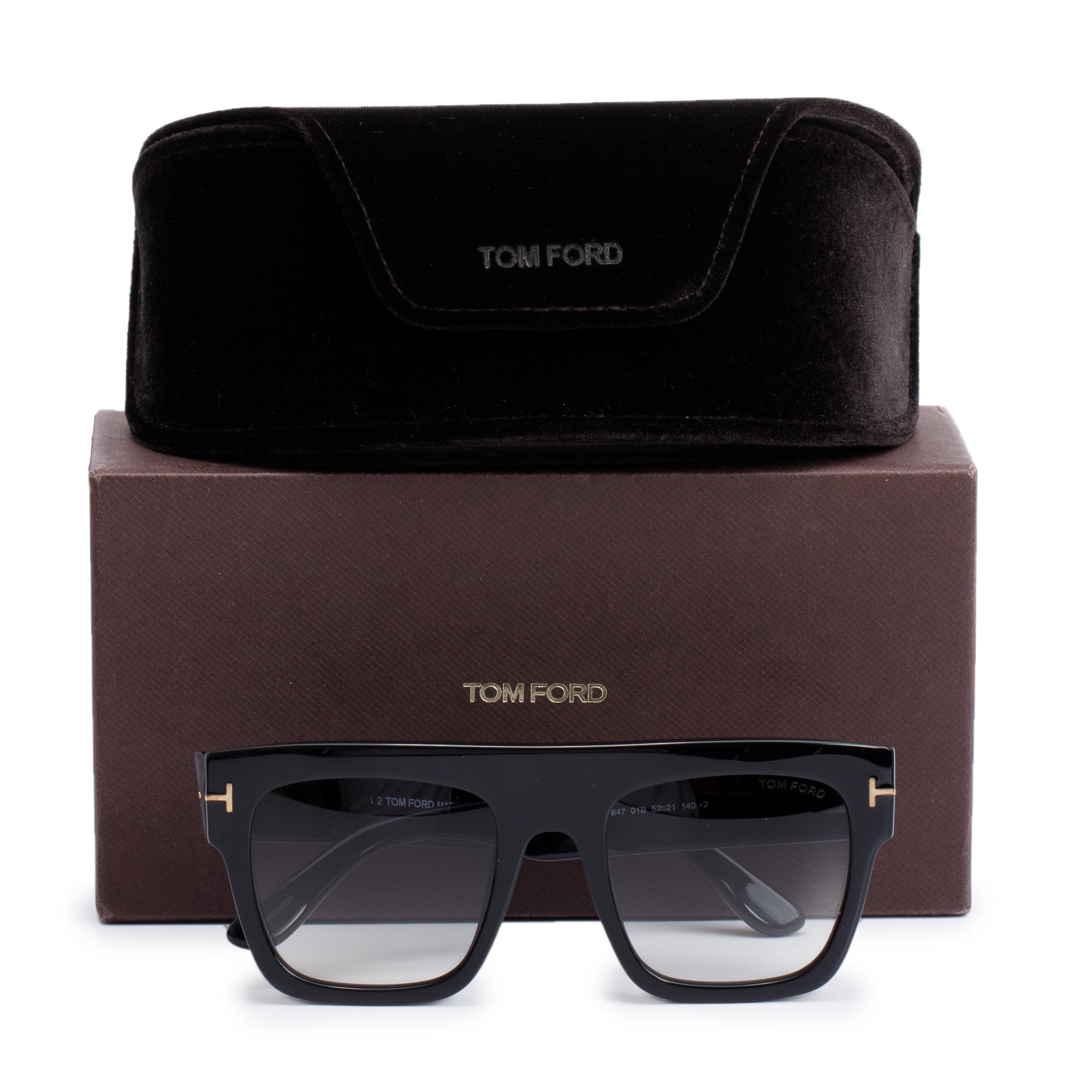 Tom Ford TF847 Black Acetate Renee Square Sunglasses w/ Box