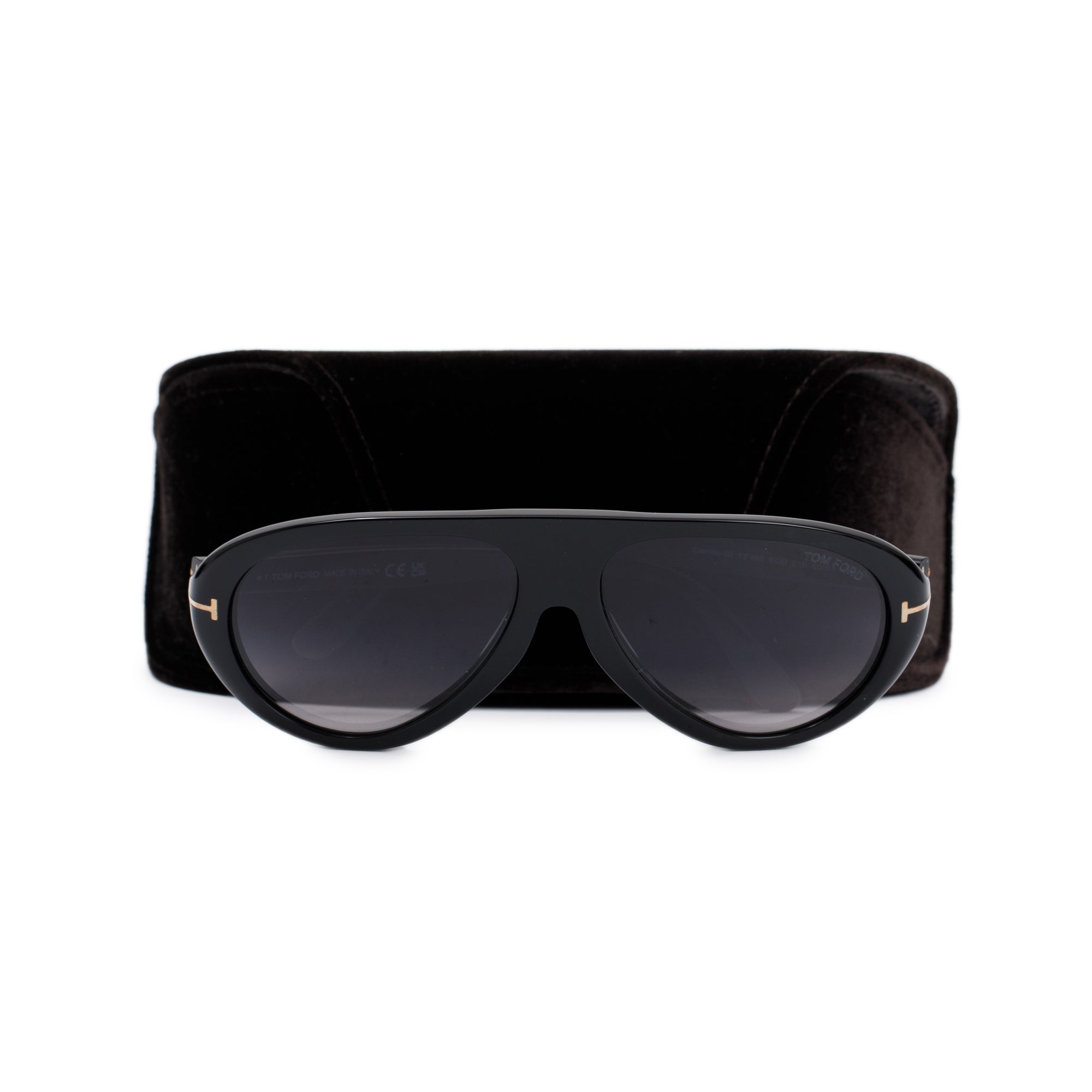 Tom Ford TF988 Black Acetate Camillo Pilot Sunglasses w/ Case