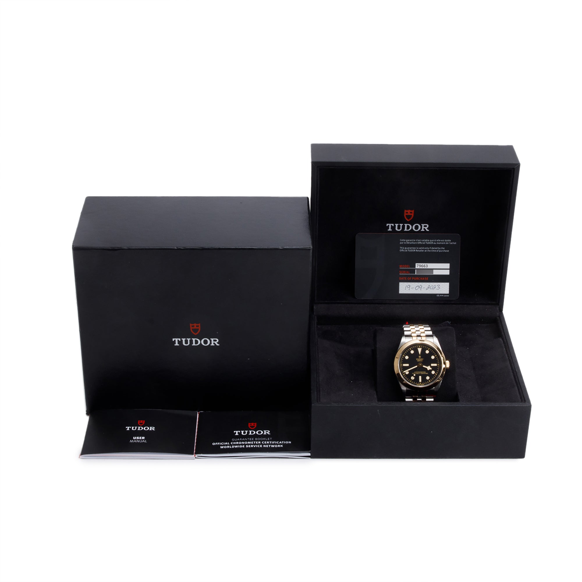 Tudor 2023 Stainless Steel & 18k Yellow Gold Black Bay Black Dial 39 MM Automatic Watch 79663 w/ Box & Papers