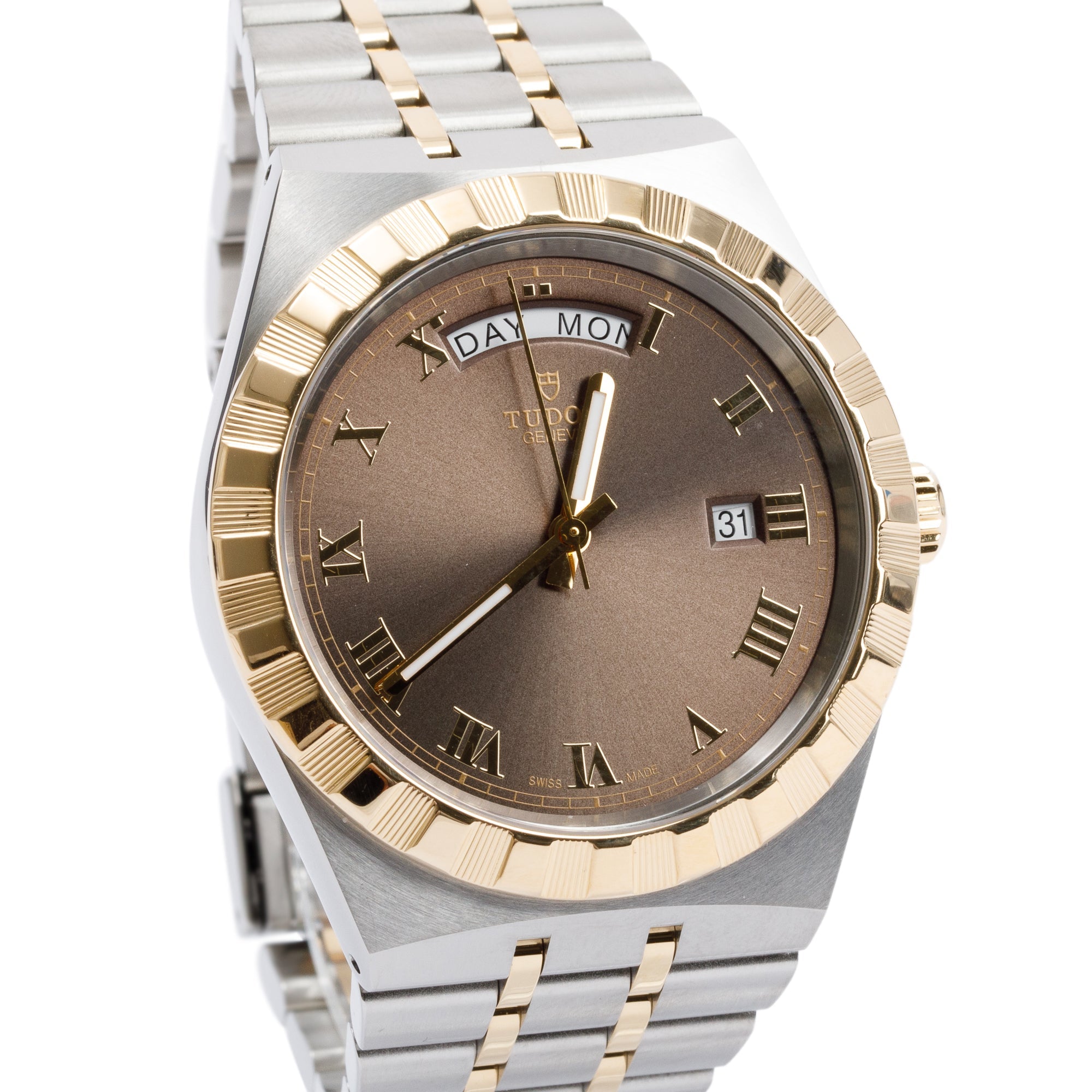 Tudor 2023 Stainless Steel & 18k Yellow Gold Royal 41 MM Day Date Automatic Watch w/ Box & Papers