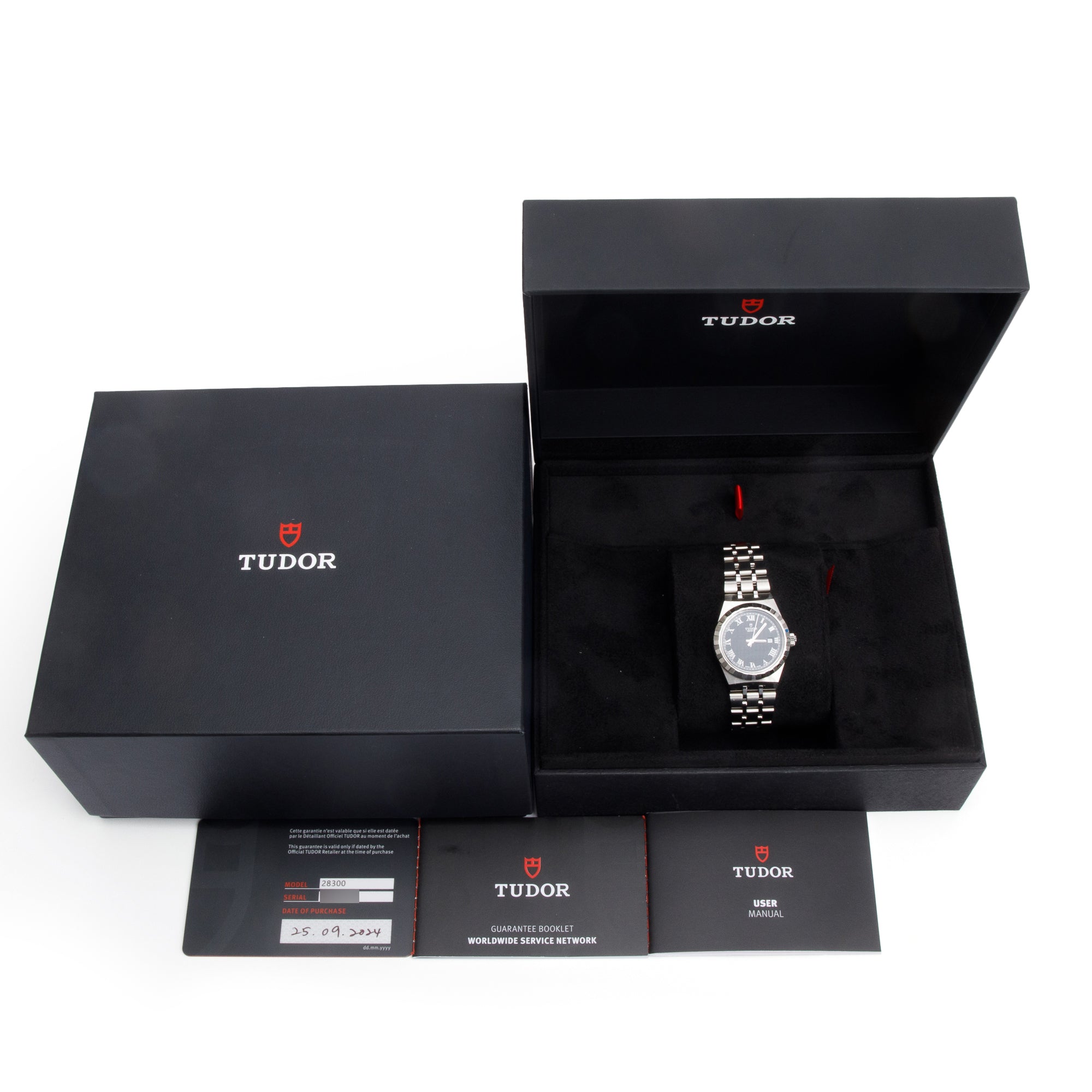 Tudor 2024 Stainless Steel Royal Black Dial 28 MM Automatic Watch 28300 w/ Box & Papers
