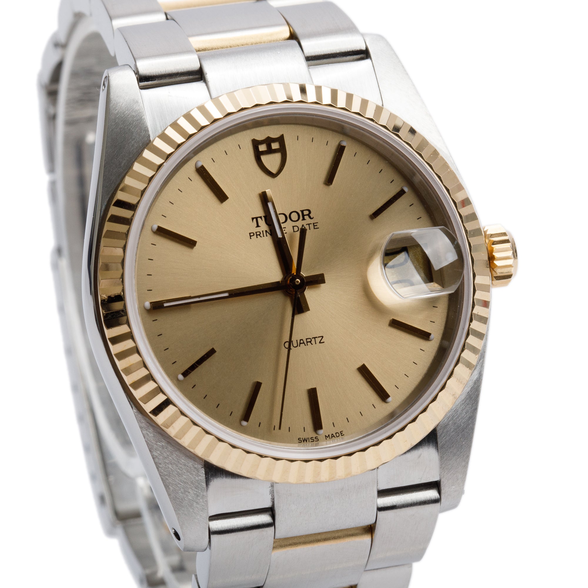 Tudor Stainless Steel & 14k Yellow Gold Prince Oysterdate 34 MM Quartz Watch w/ Papers