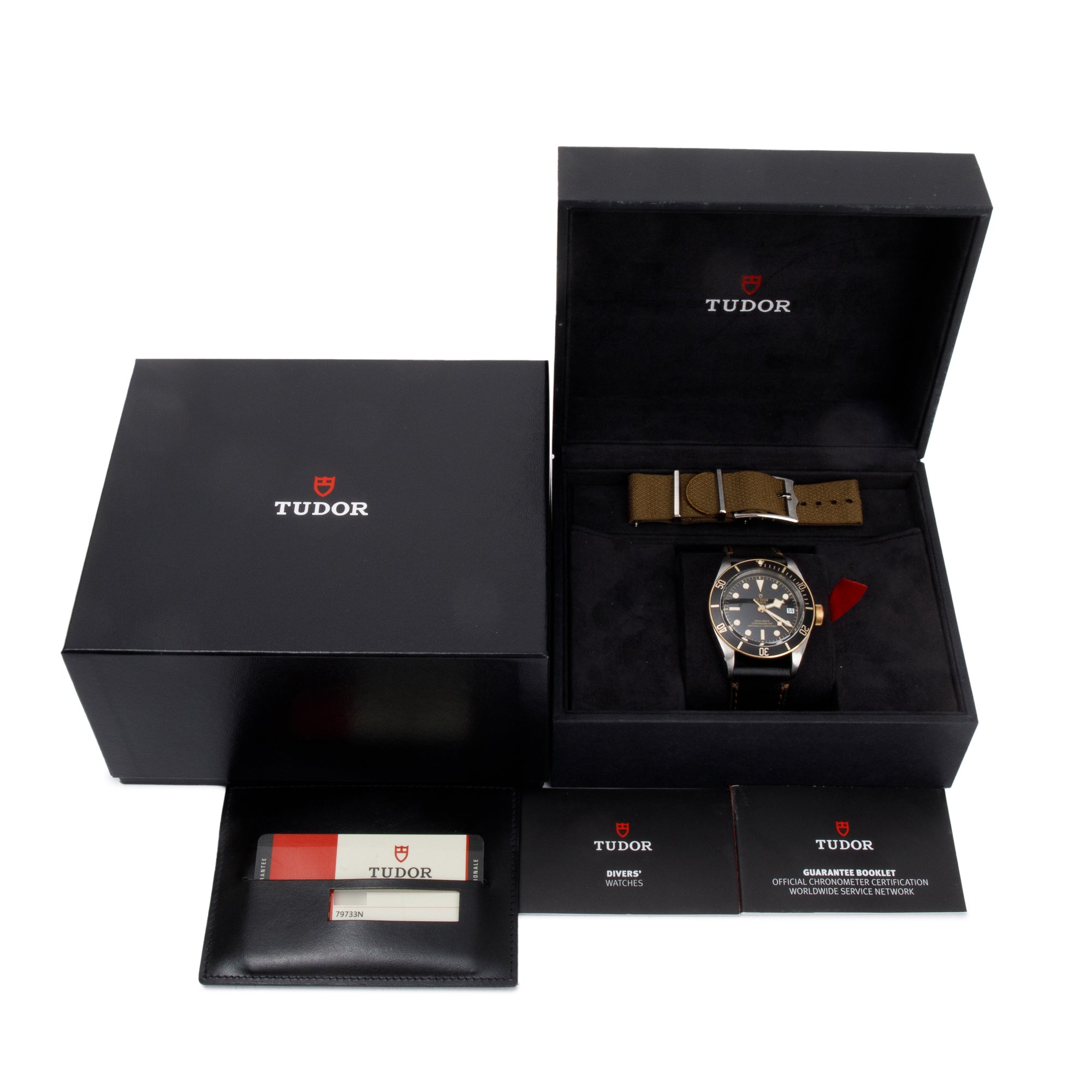 Tudor Stainless Steel & 18k Yellow Gold Black Bay 41 MM Automatic Watch w/ Box, Papers, Extra Strap