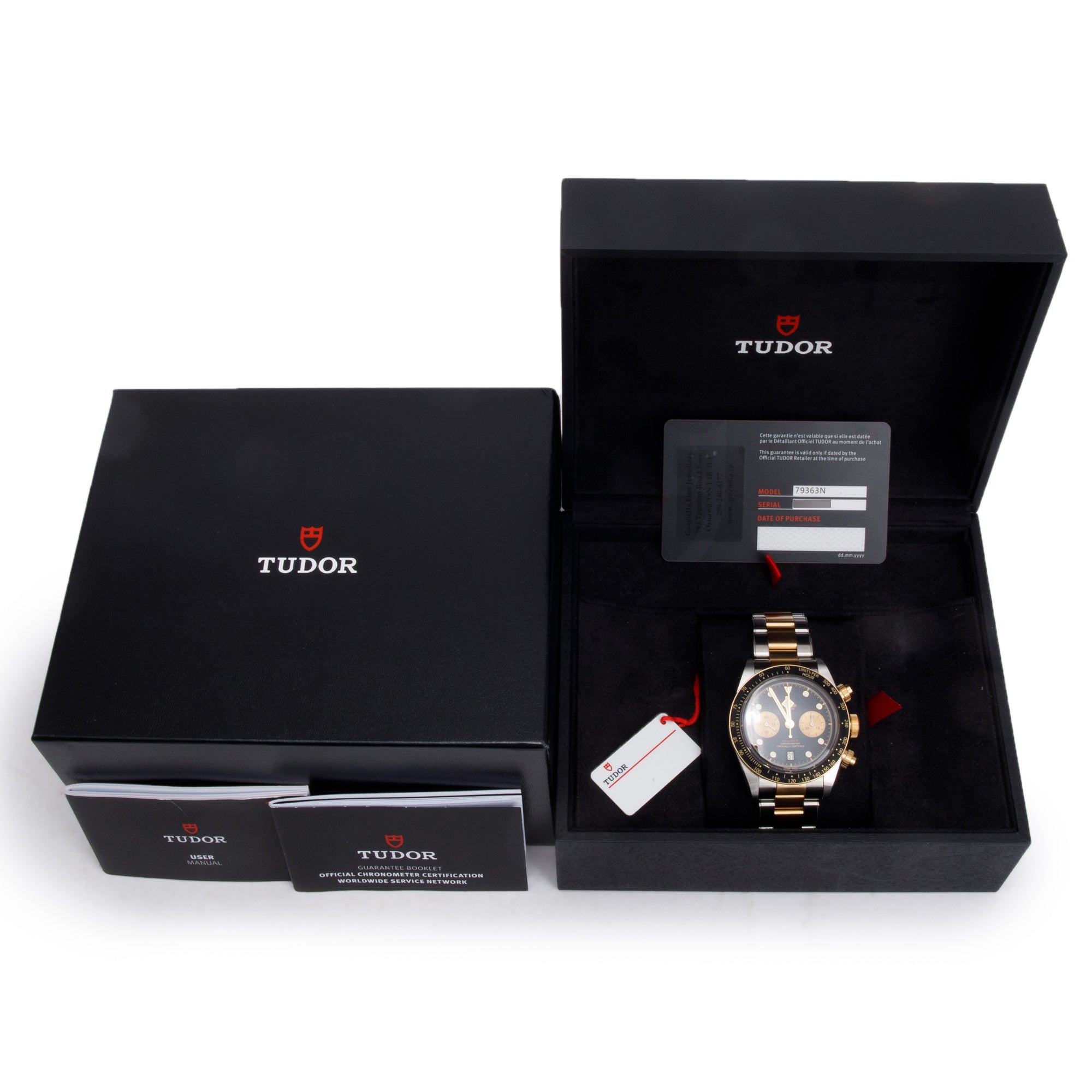 Tudor Stainless Steel & 18k Yellow Gold Black Bay Chronograph 41 MM Automatic Watch 79363N w/ Box & Papers
