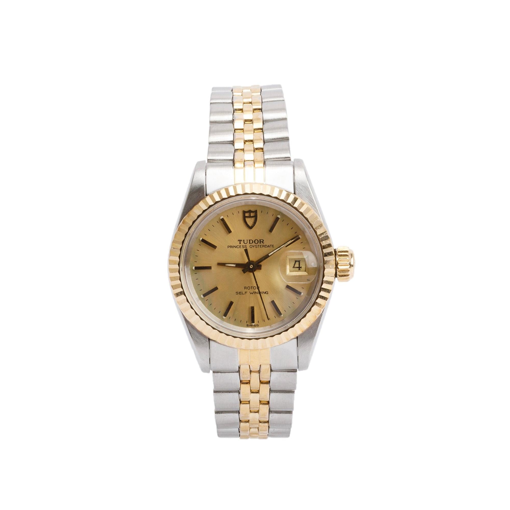 Tudor Stainless Steel & 18k Yellow Gold Princess Oysterdate 25 MM Automatic Watch 92413N