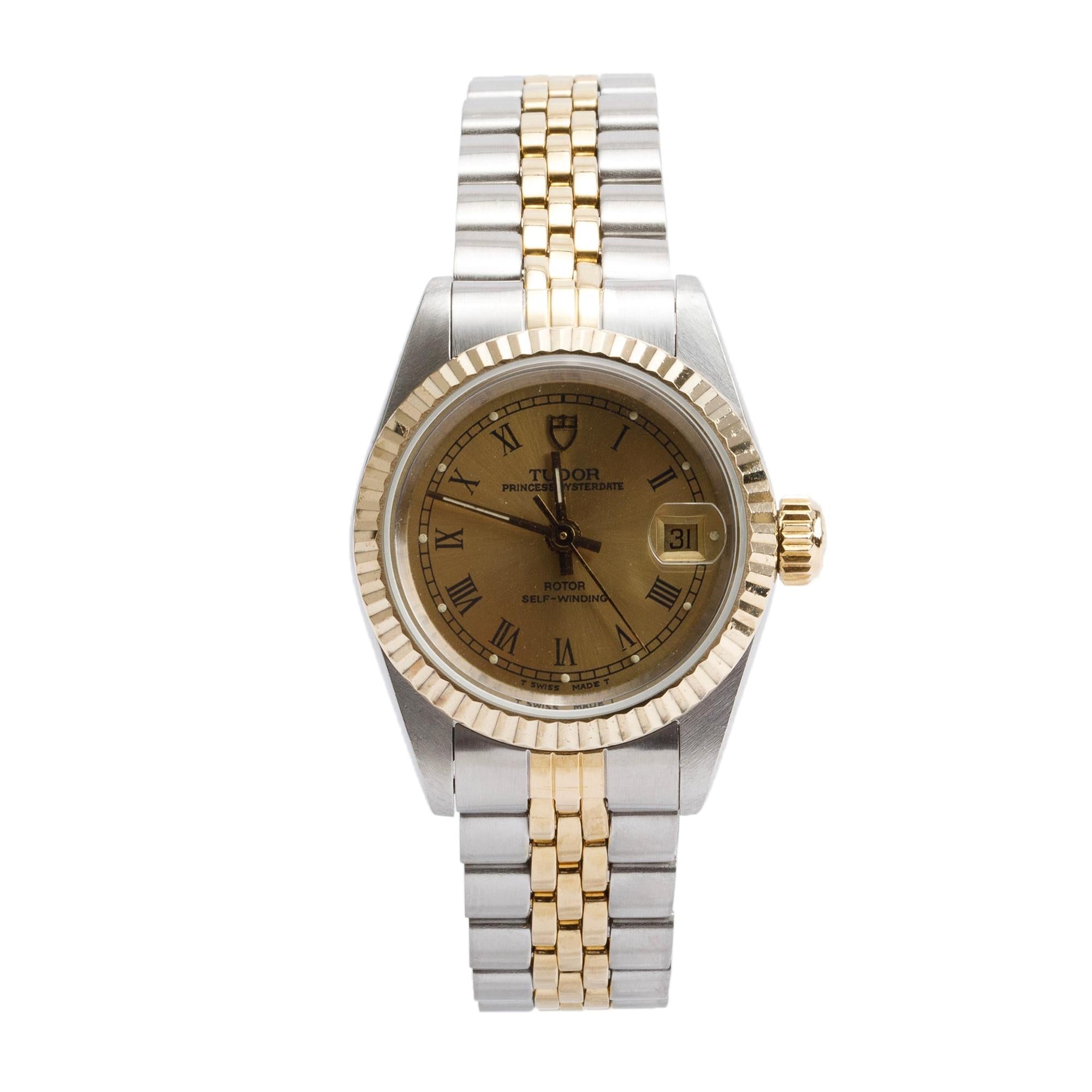 Tudor Stainless Steel & 18k Yellow Gold Princess Oysterdate 25 MM Automatic Watch 92413N